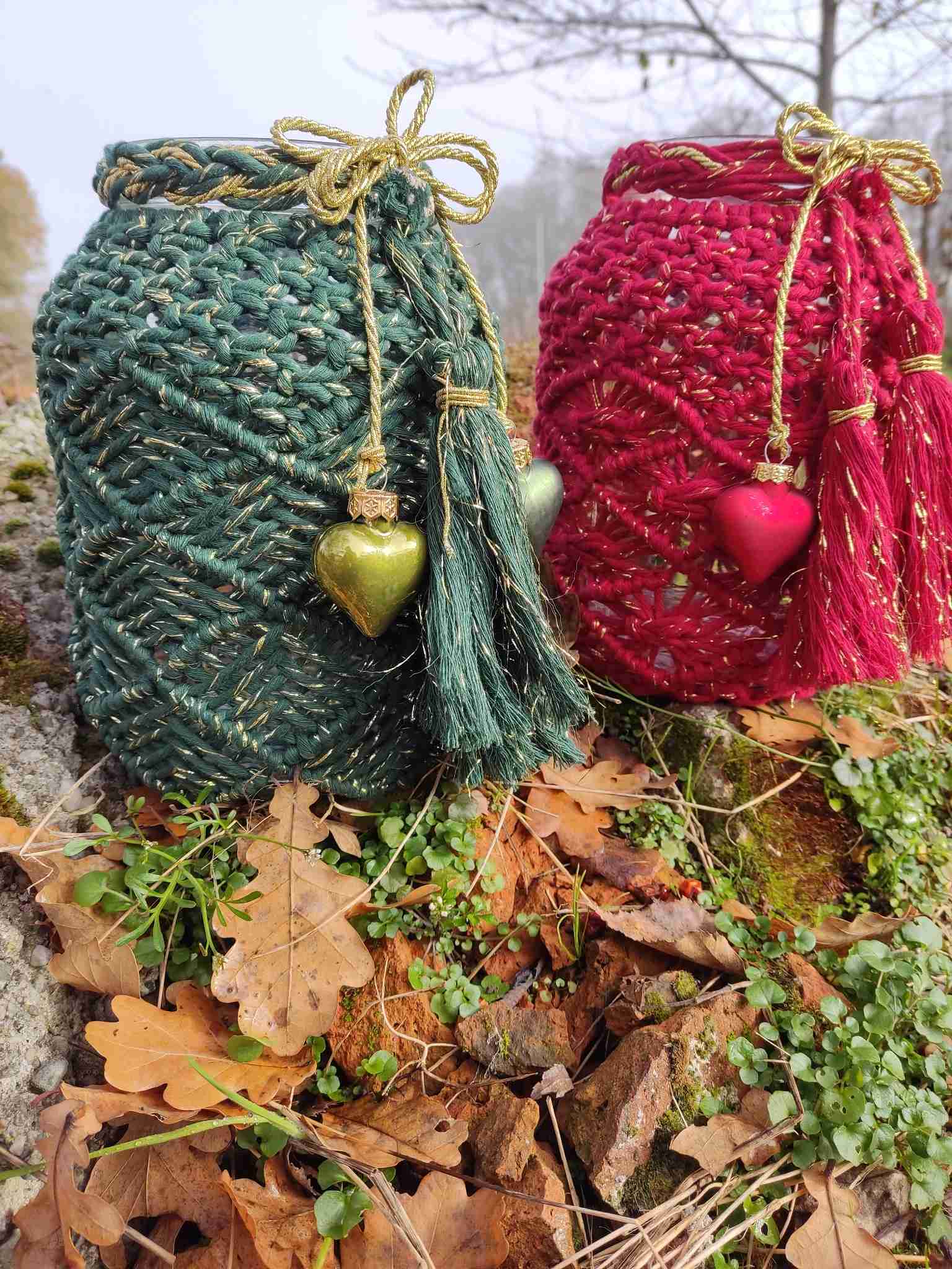 Świąteczny lampion GRENN BOHO HEART - DeasyArt – rękodzieło Boho, lampiony & dekoracje handmade