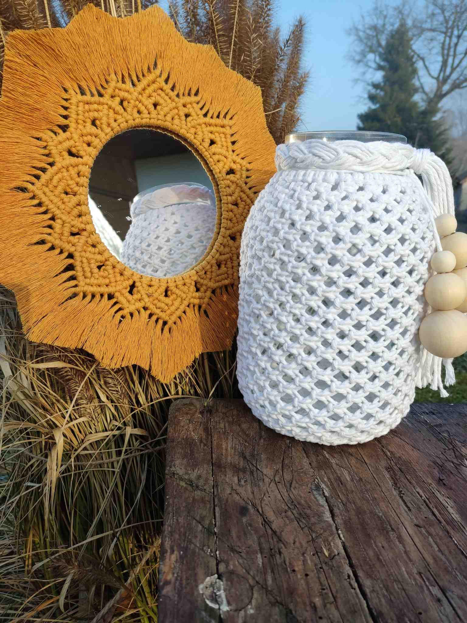 Lustro z mandalą ZŁOTE SŁOŃCE  - DeasyArt – rękodzieło Boho, lampiony & dekoracje handmade