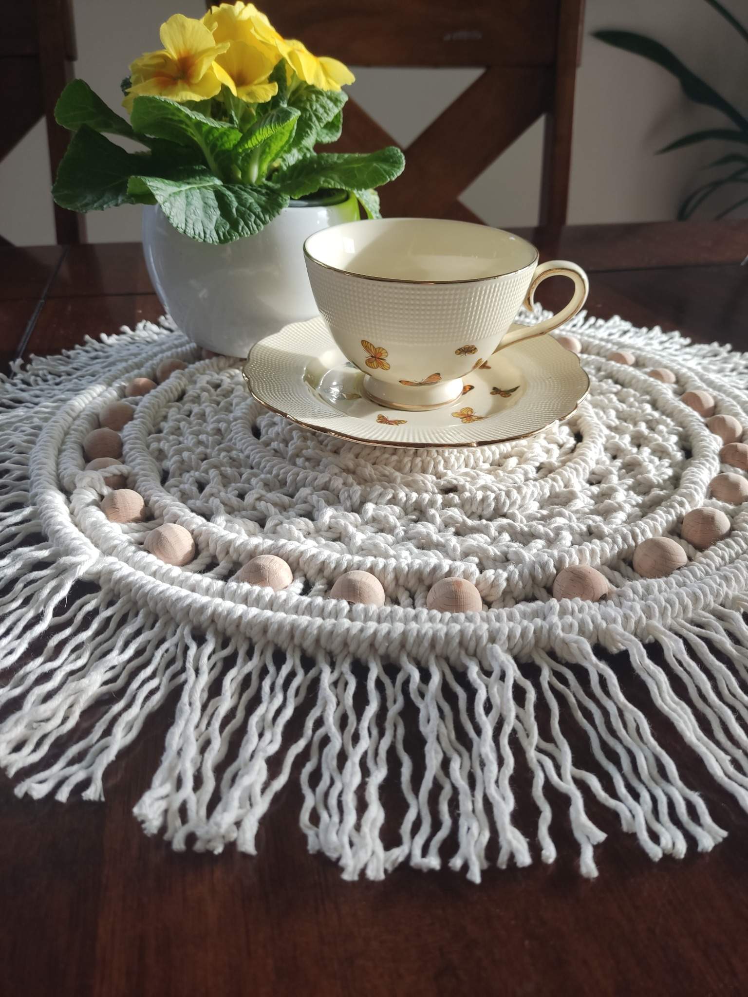 Bieżnik ECRU DREAM - DeasyArt – rękodzieło Boho, lampiony & dekoracje handmade