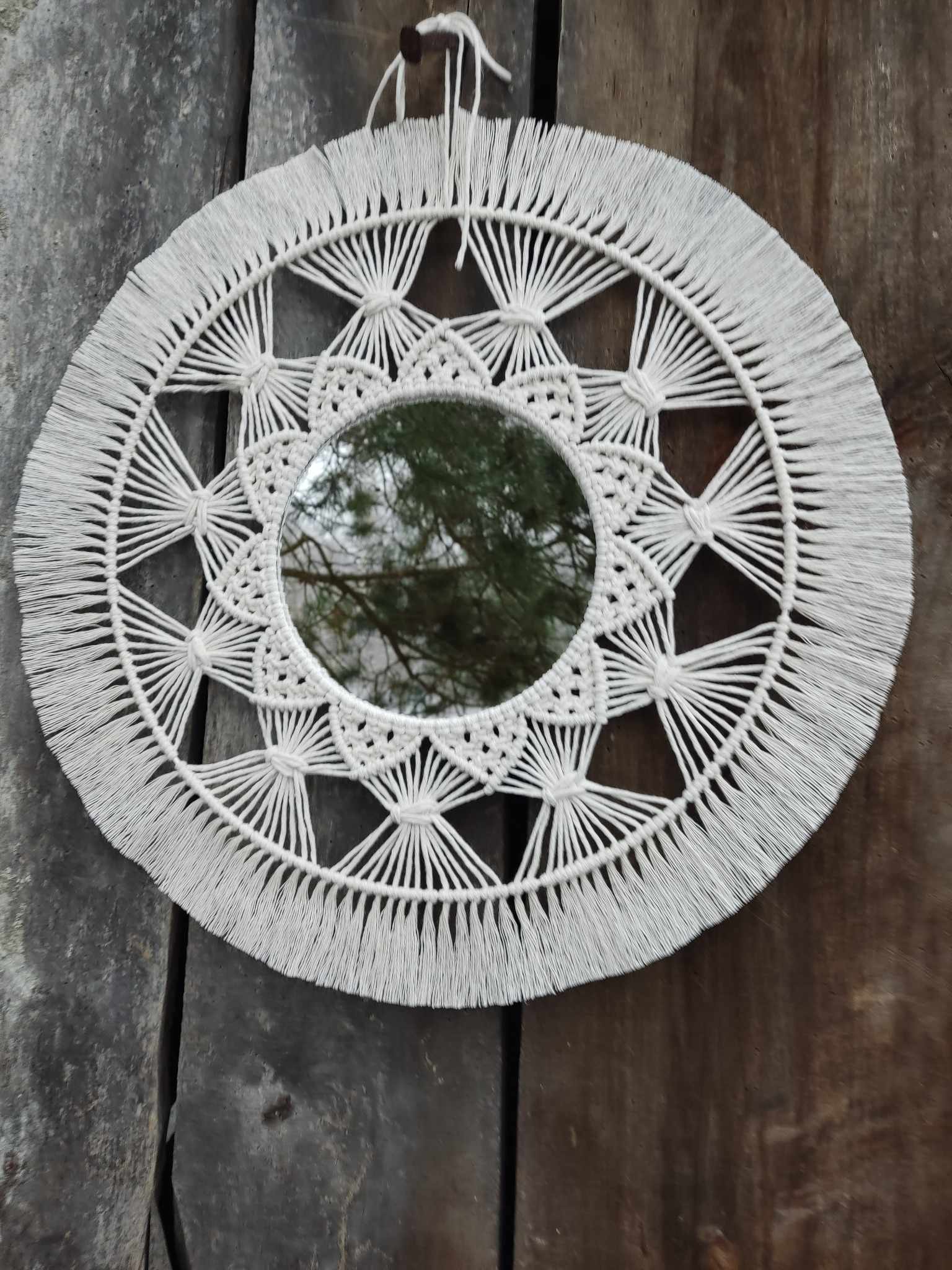 Lustro z mandalą KRĄG DWÓCH HORYZONTÓW  - DeasyArt – rękodzieło Boho, lampiony & dekoracje handmade