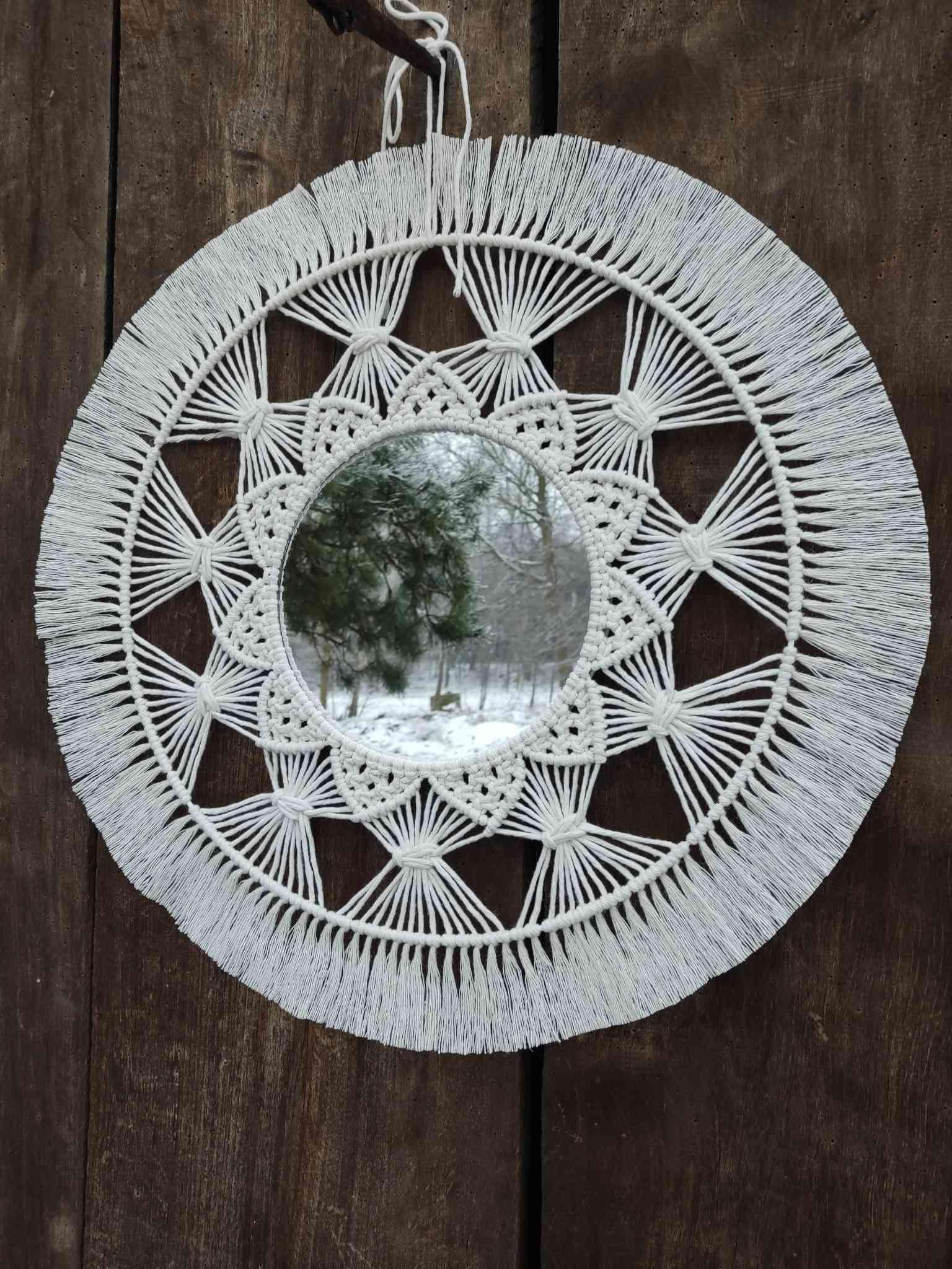 Lustro z mandalą KRĄG DWÓCH HORYZONTÓW  - DeasyArt – rękodzieło Boho, lampiony & dekoracje handmade