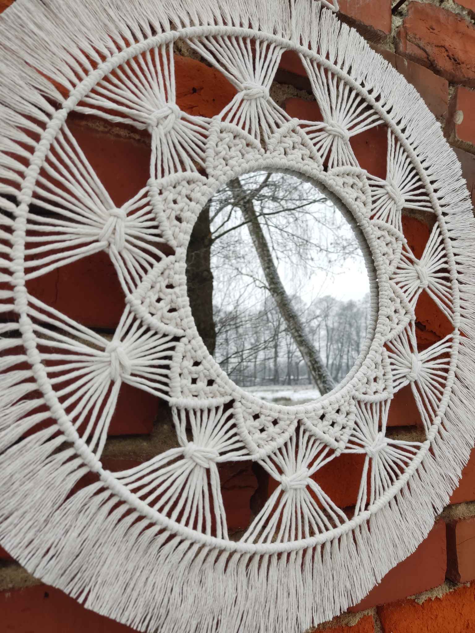 Lustro z mandalą KRĄG DWÓCH HORYZONTÓW  - DeasyArt – rękodzieło Boho, lampiony & dekoracje handmade