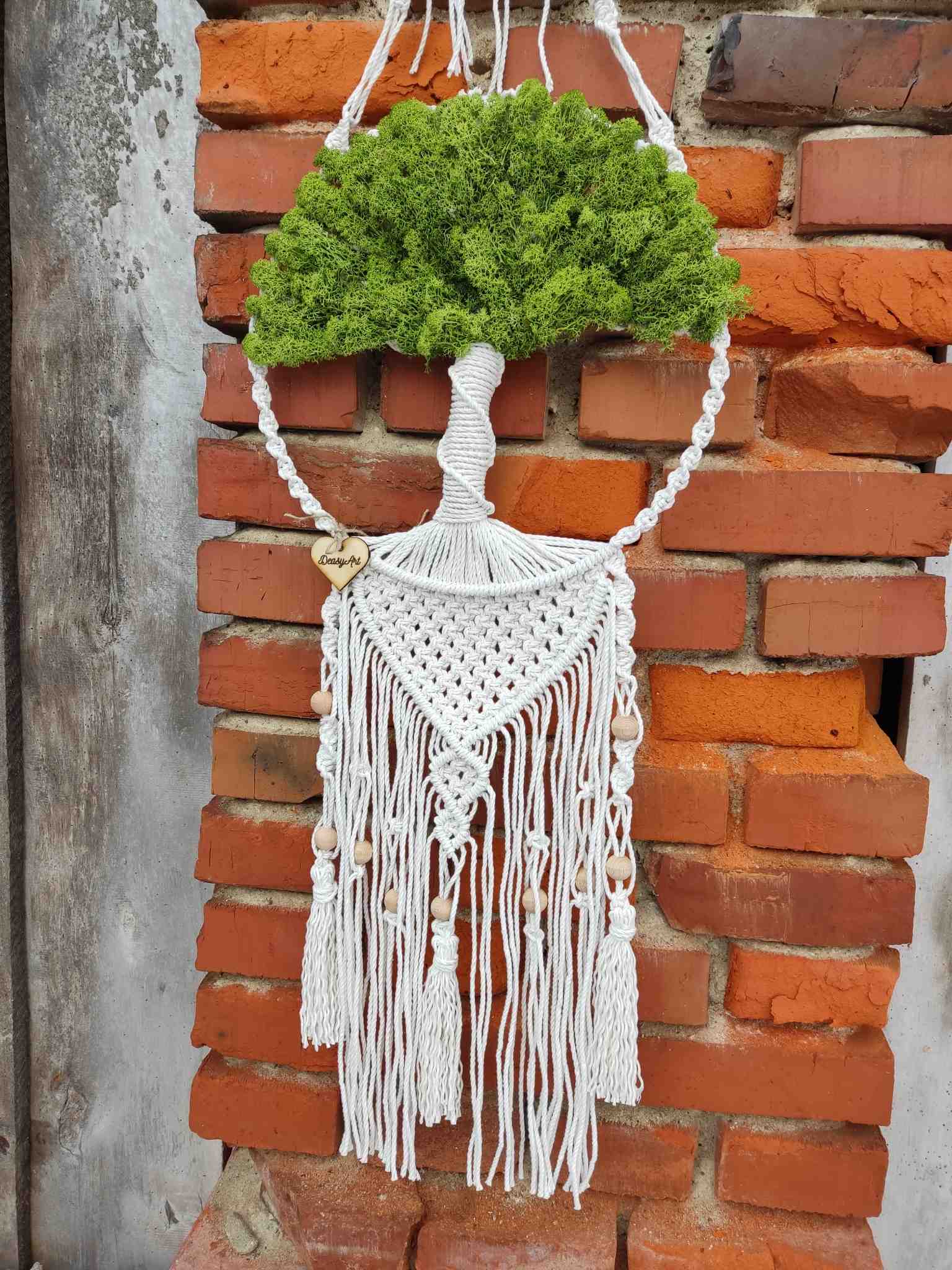 Makramowe drzewko z chrobotkiem LEŚNA HARMONIA  - DeasyArt – rękodzieło Boho, lampiony & dekoracje handmade