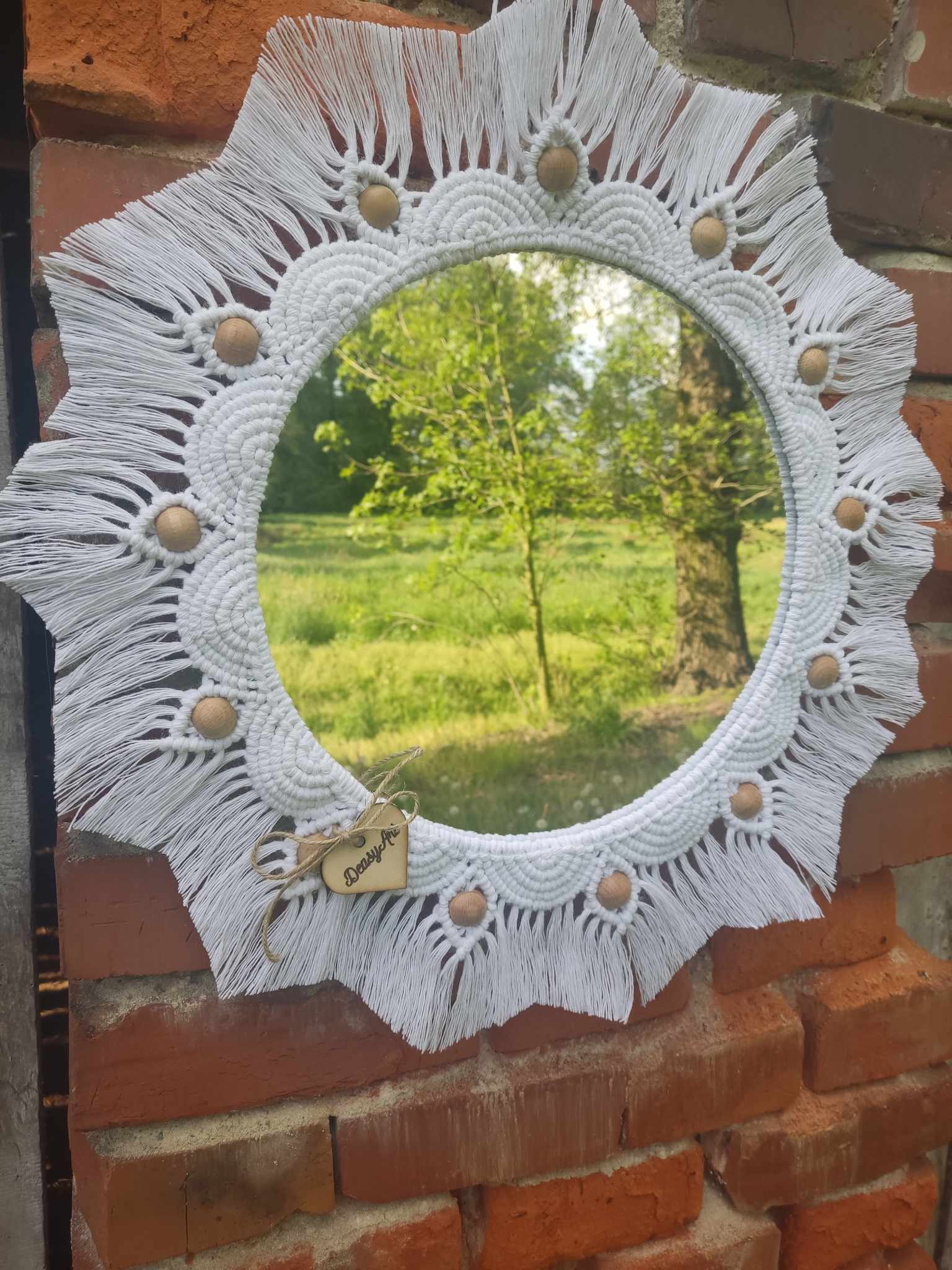 Lustro z mandalą PŁATEK ŚNIEGU  - DeasyArt – rękodzieło Boho, lampiony & dekoracje handmade
