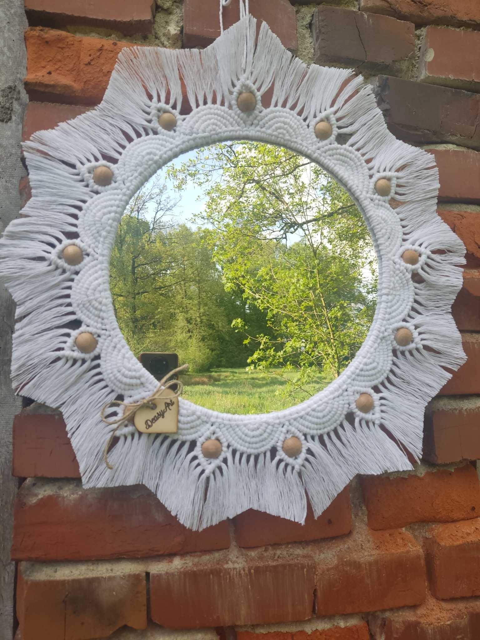 Lustro z mandalą PŁATEK ŚNIEGU  - DeasyArt – rękodzieło Boho, lampiony & dekoracje handmade