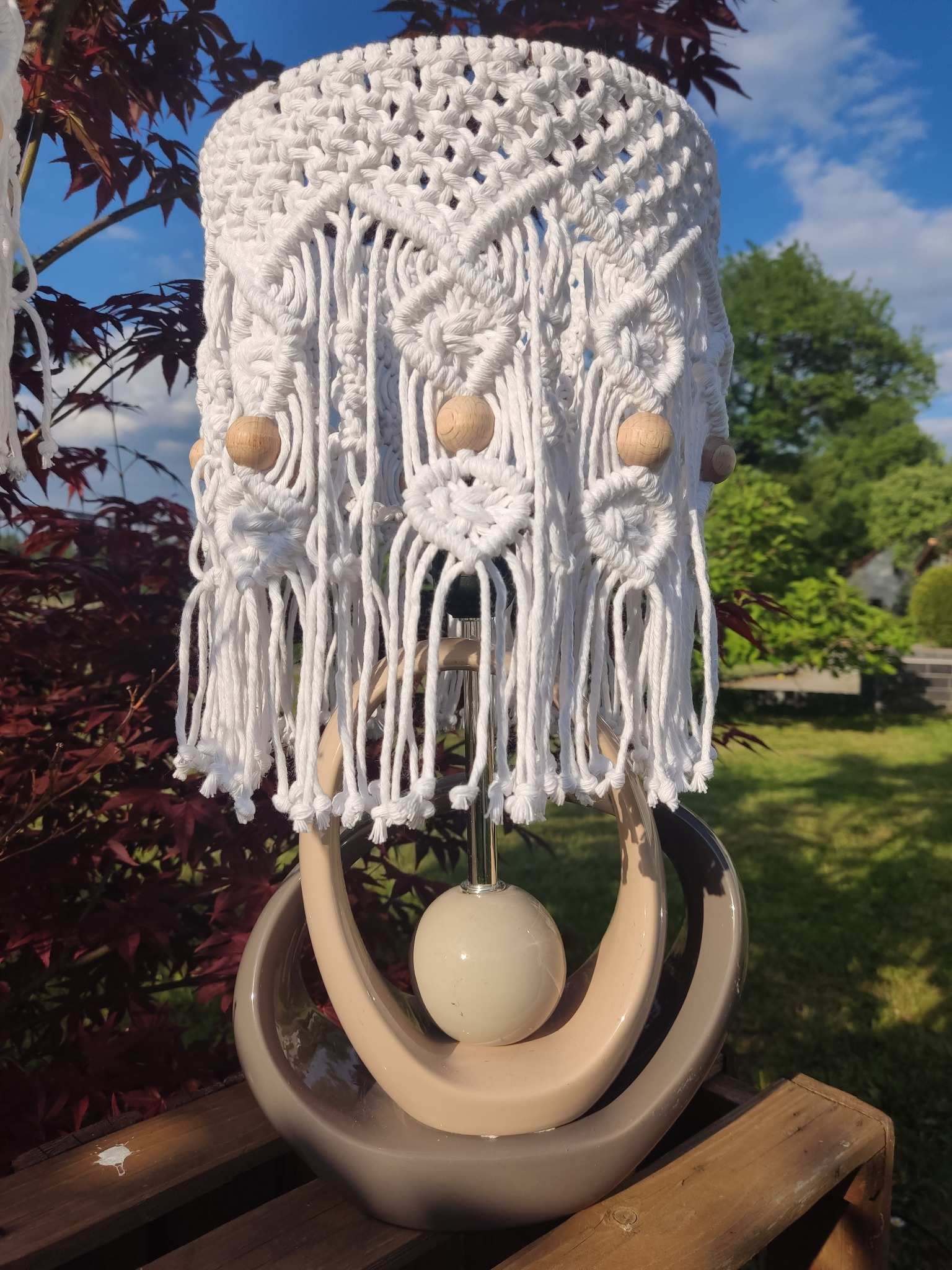 Makramowy abażur BOHO LIGHT  - DeasyArt – rękodzieło Boho, lampiony & dekoracje handmade