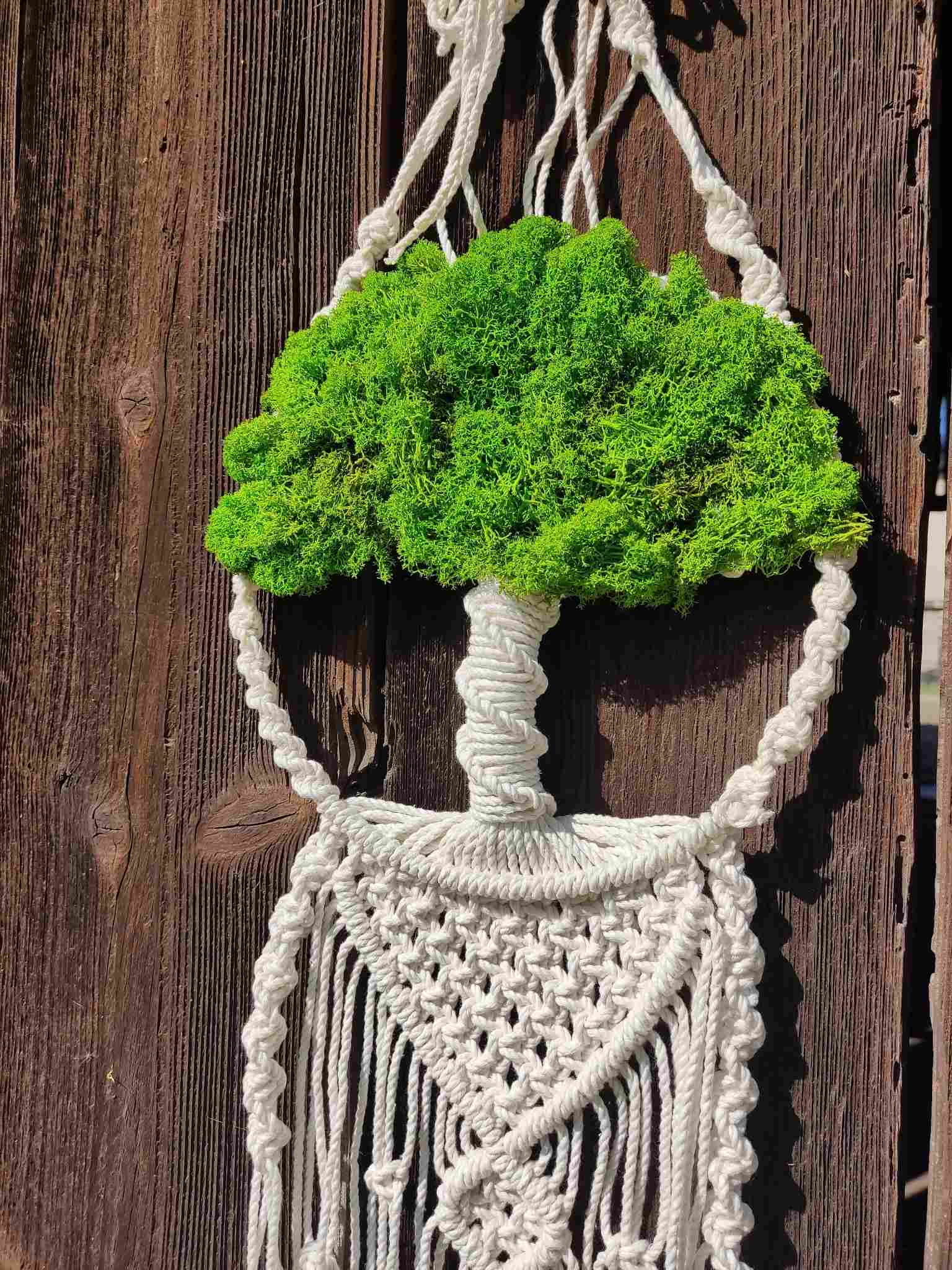 Makramowe drzewko z chrobotkiem LEŚNA HARMONIA SMALL - DeasyArt – rękodzieło Boho, lampiony & dekoracje handmade