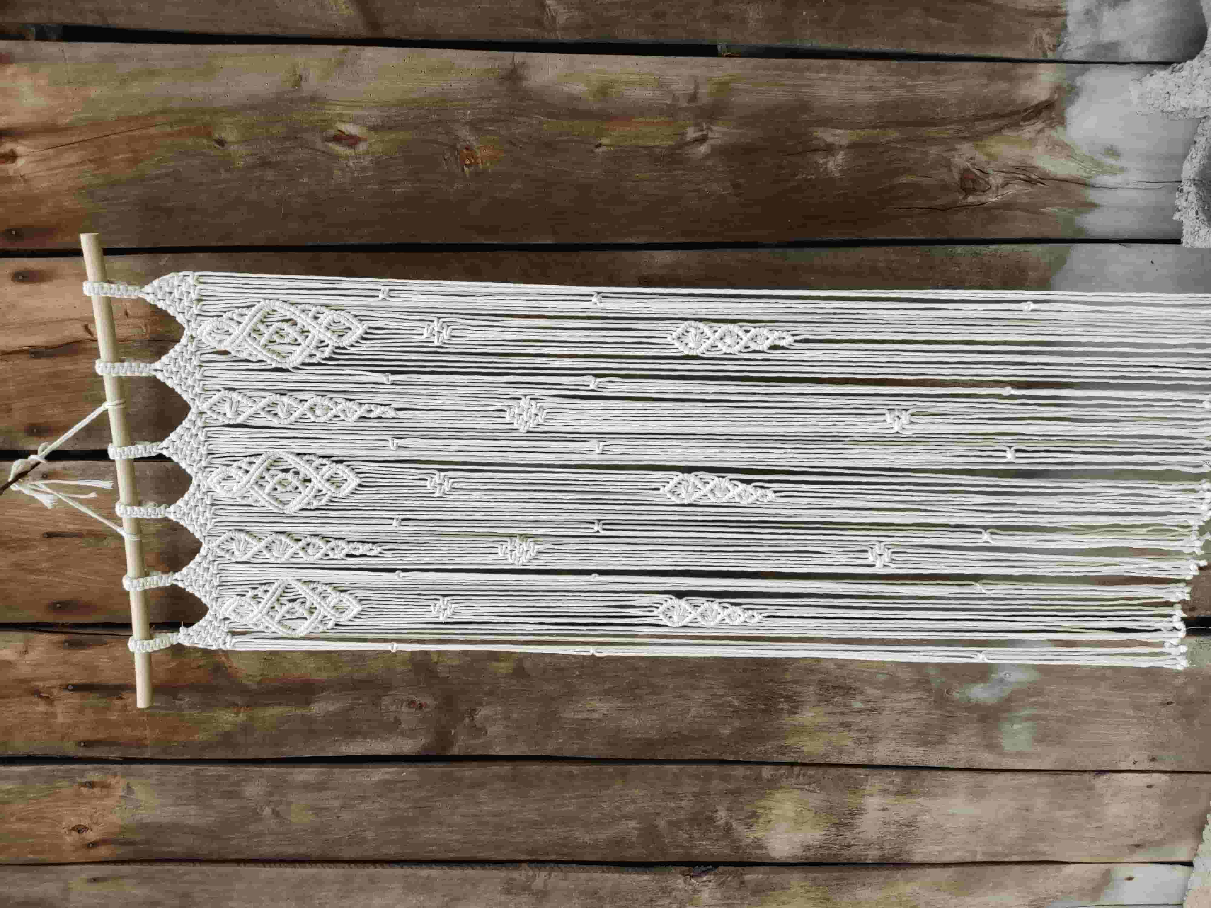 Makramowa firanka w stylu Boho 60 cm x 180 cm - DeasyArt – rękodzieło Boho, lampiony & dekoracje handmade