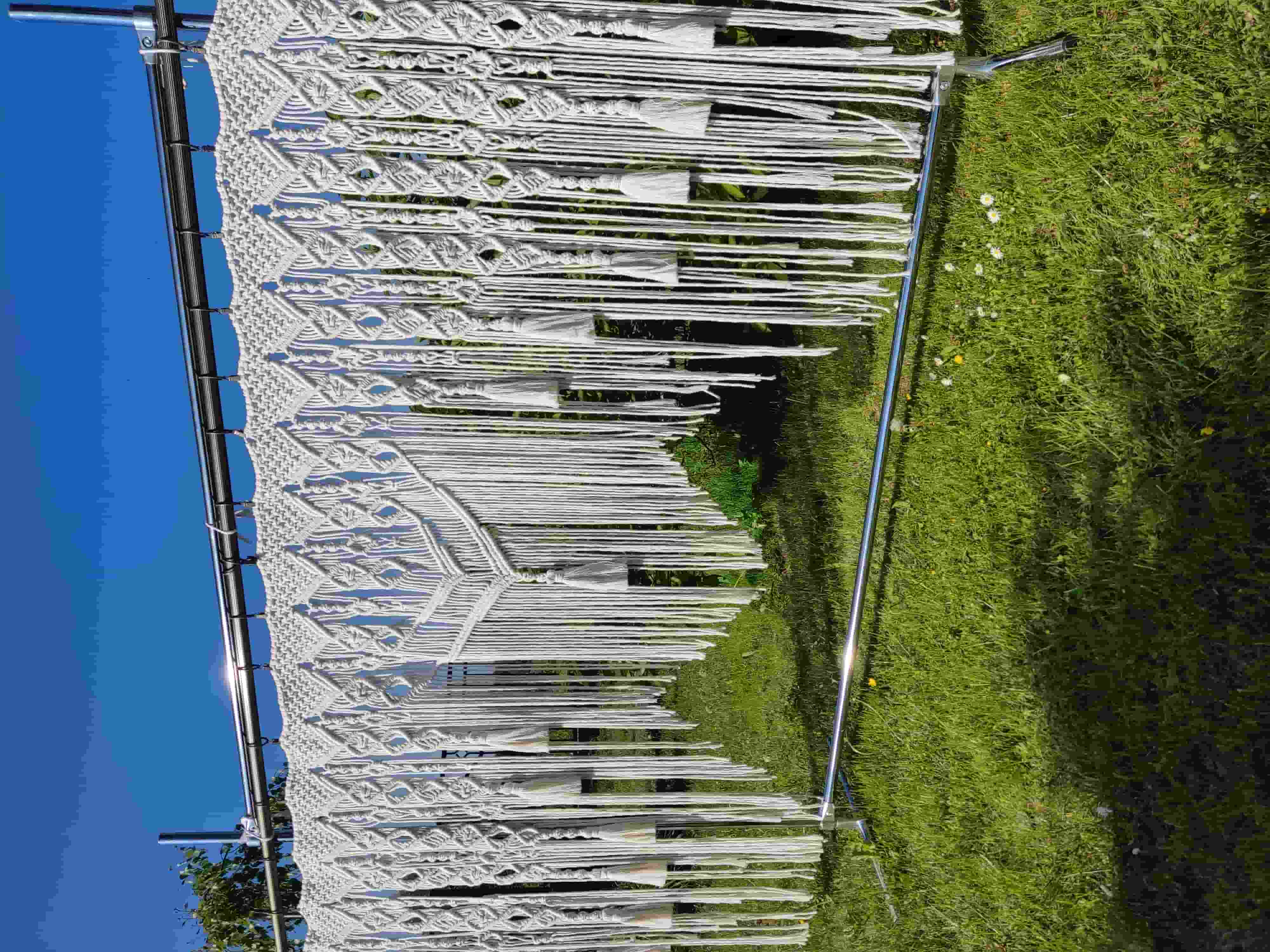 Duża makramowa firanka w stylu Boho 100 cm x 230 cm - DeasyArt – rękodzieło Boho, lampiony & dekoracje handmade