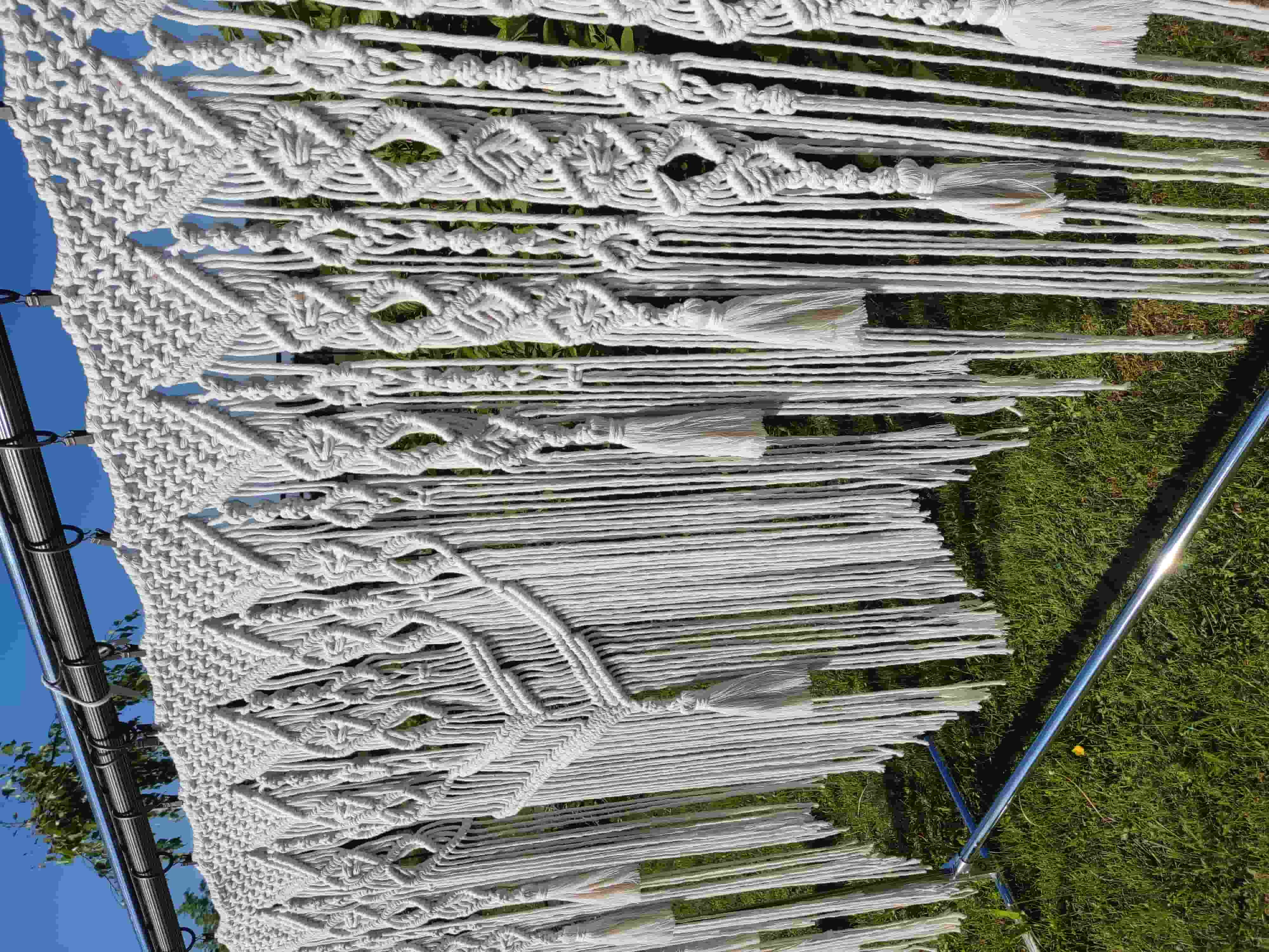 Duża makramowa firanka w stylu Boho 100 cm x 230 cm - DeasyArt – rękodzieło Boho, lampiony & dekoracje handmade