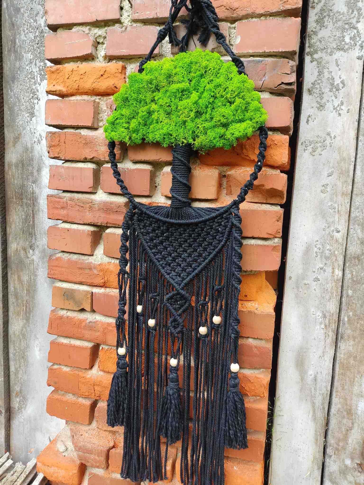 Makramowe drzewko z chrobotkiem NOCNY SZEPT - DeasyArt – rękodzieło Boho, lampiony & dekoracje handmade