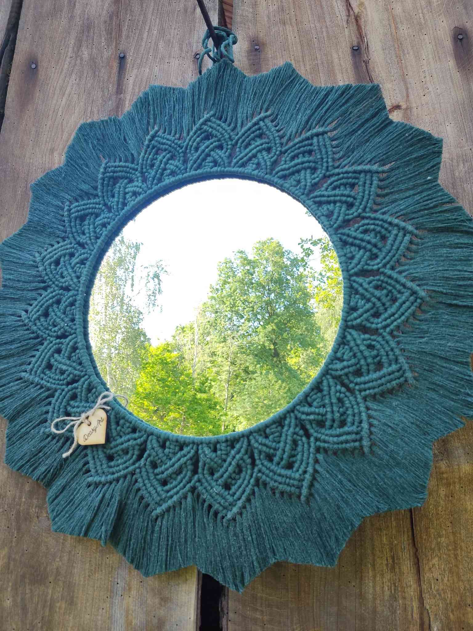 Lustro z mandalą ZIELONA MANDALA HARMONII - DeasyArt – rękodzieło Boho, lampiony & dekoracje handmade