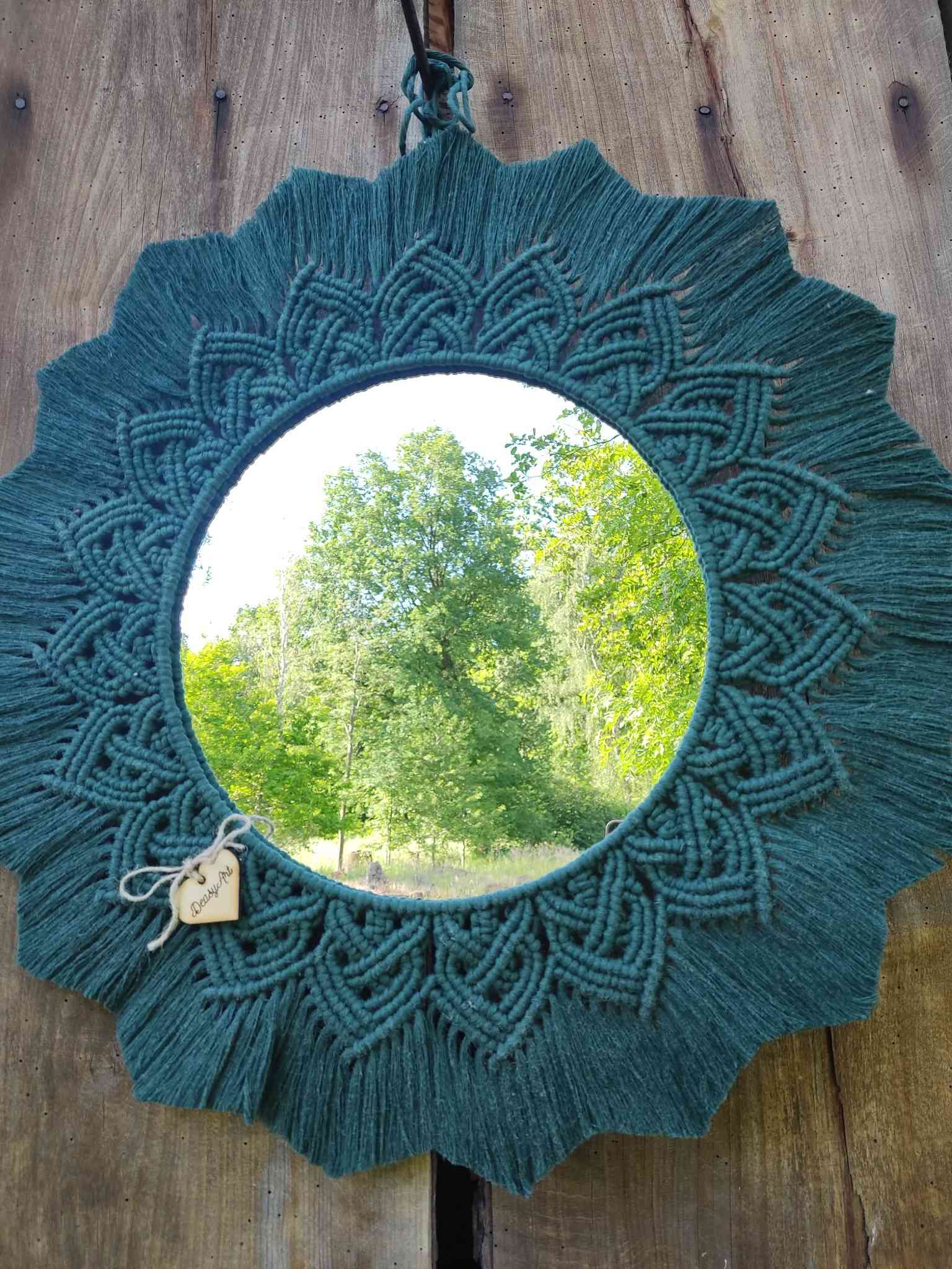 Lustro z mandalą ZIELONA MANDALA HARMONII - DeasyArt – rękodzieło Boho, lampiony & dekoracje handmade