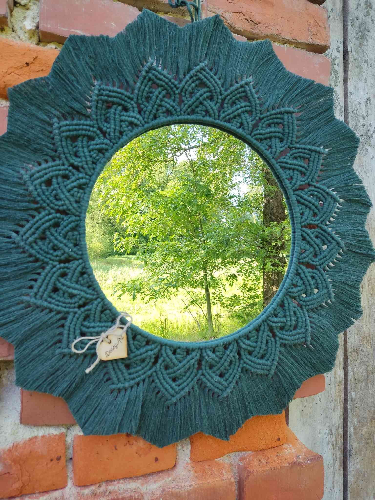 Lustro z mandalą ZIELONA MANDALA HARMONII - DeasyArt – rękodzieło Boho, lampiony & dekoracje handmade