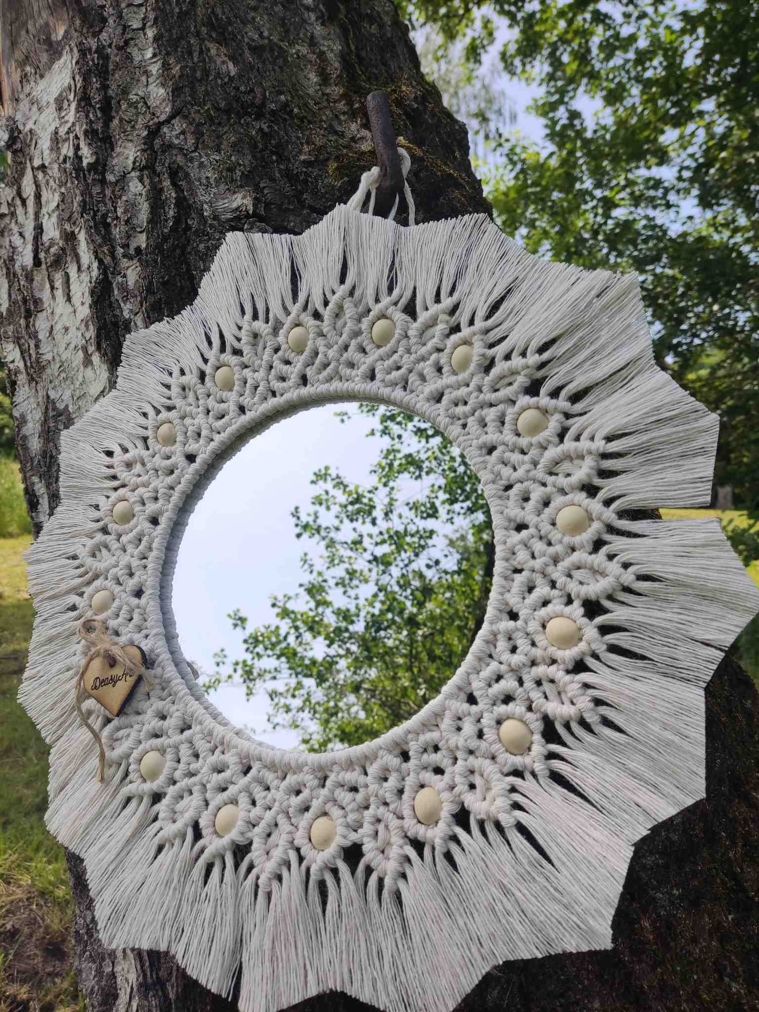 Lustro z mandalą LEŚNA PRZYSTAŃ  - DeasyArt – rękodzieło Boho, lampiony & dekoracje handmade