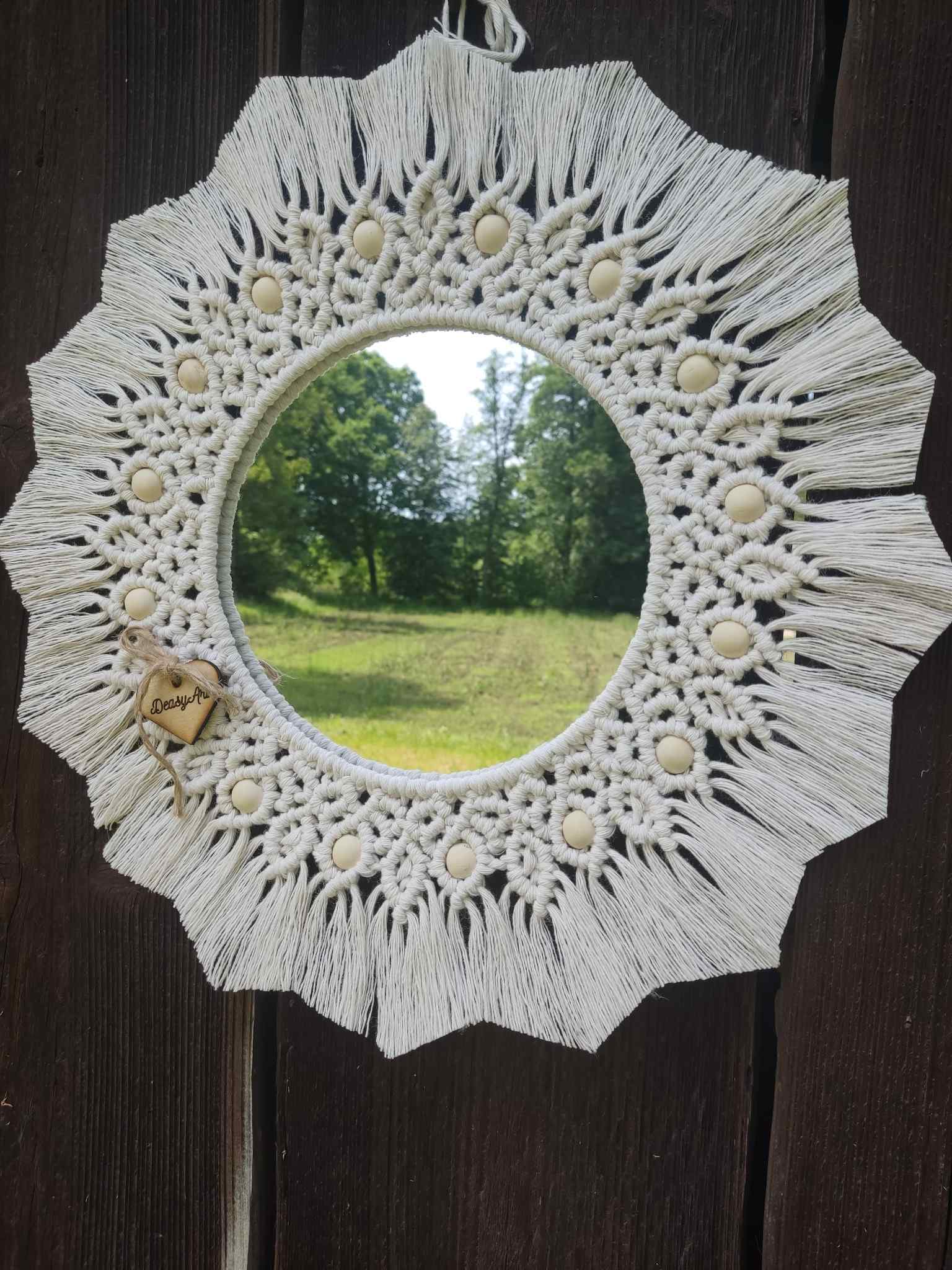 Lustro z mandalą LEŚNA PRZYSTAŃ  - DeasyArt – rękodzieło Boho, lampiony & dekoracje handmade