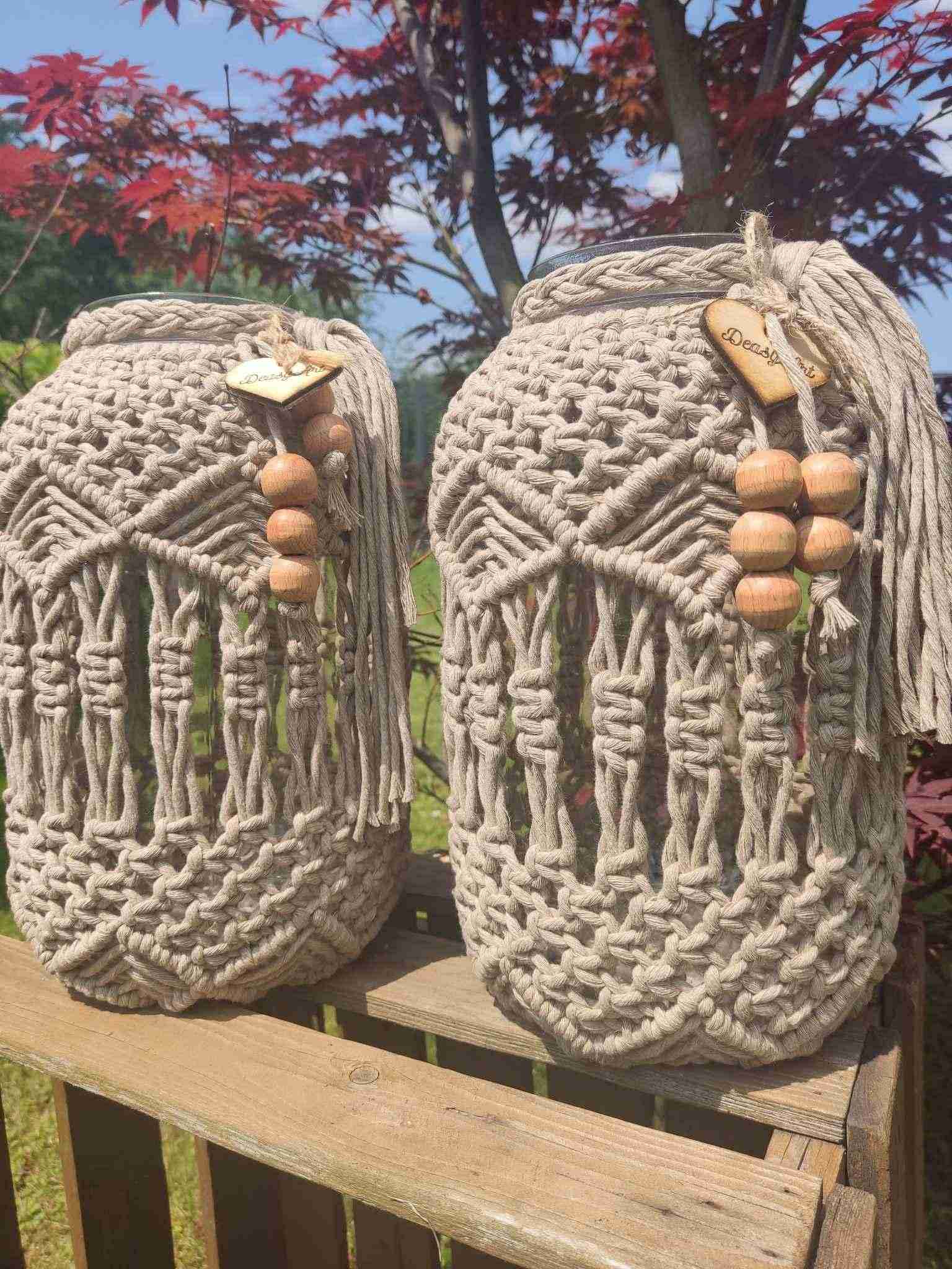 Lampion Boho CAPPUCCINO  - DeasyArt – rękodzieło Boho, lampiony & dekoracje handmade