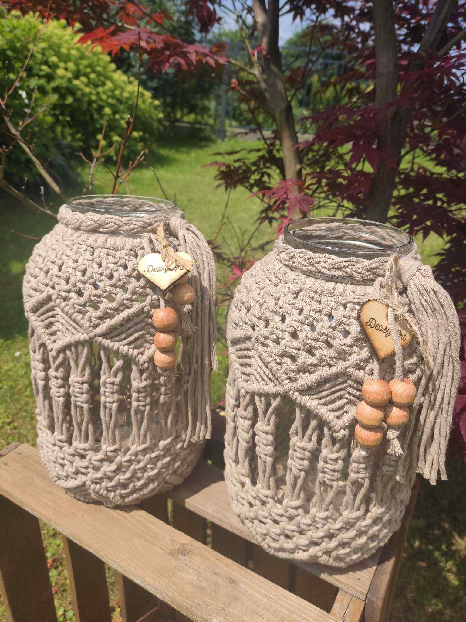 Lampion Boho CAPPUCCINO  - DeasyArt – rękodzieło Boho, lampiony & dekoracje handmade