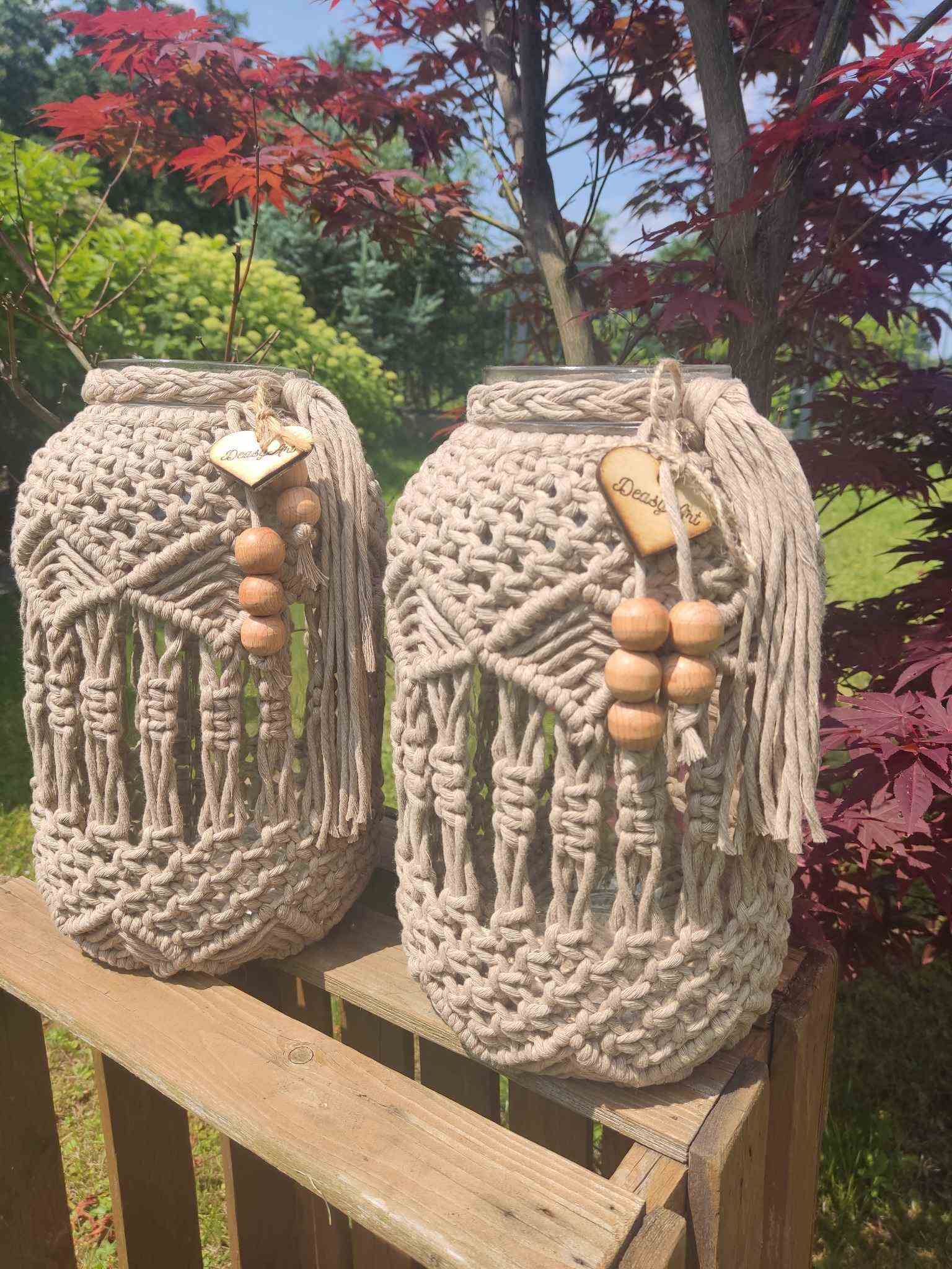 Lampion Boho CAPPUCCINO  - DeasyArt – rękodzieło Boho, lampiony & dekoracje handmade