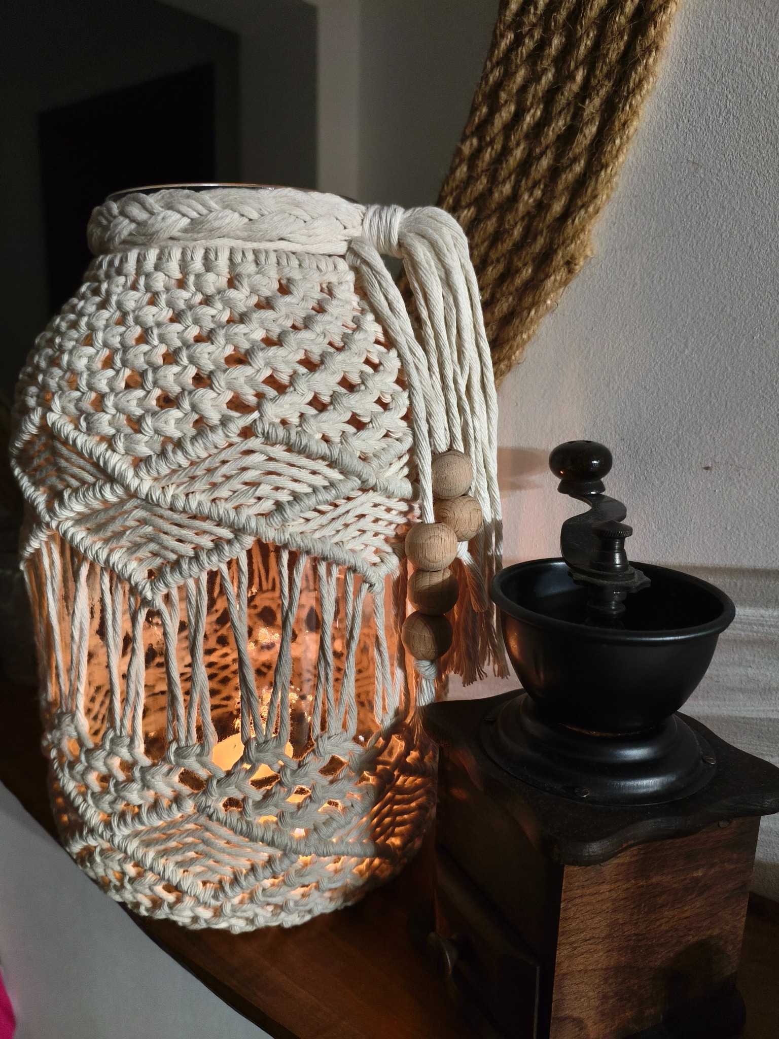 Lampion Boho VANILIA - DeasyArt – rękodzieło Boho, lampiony & dekoracje handmade