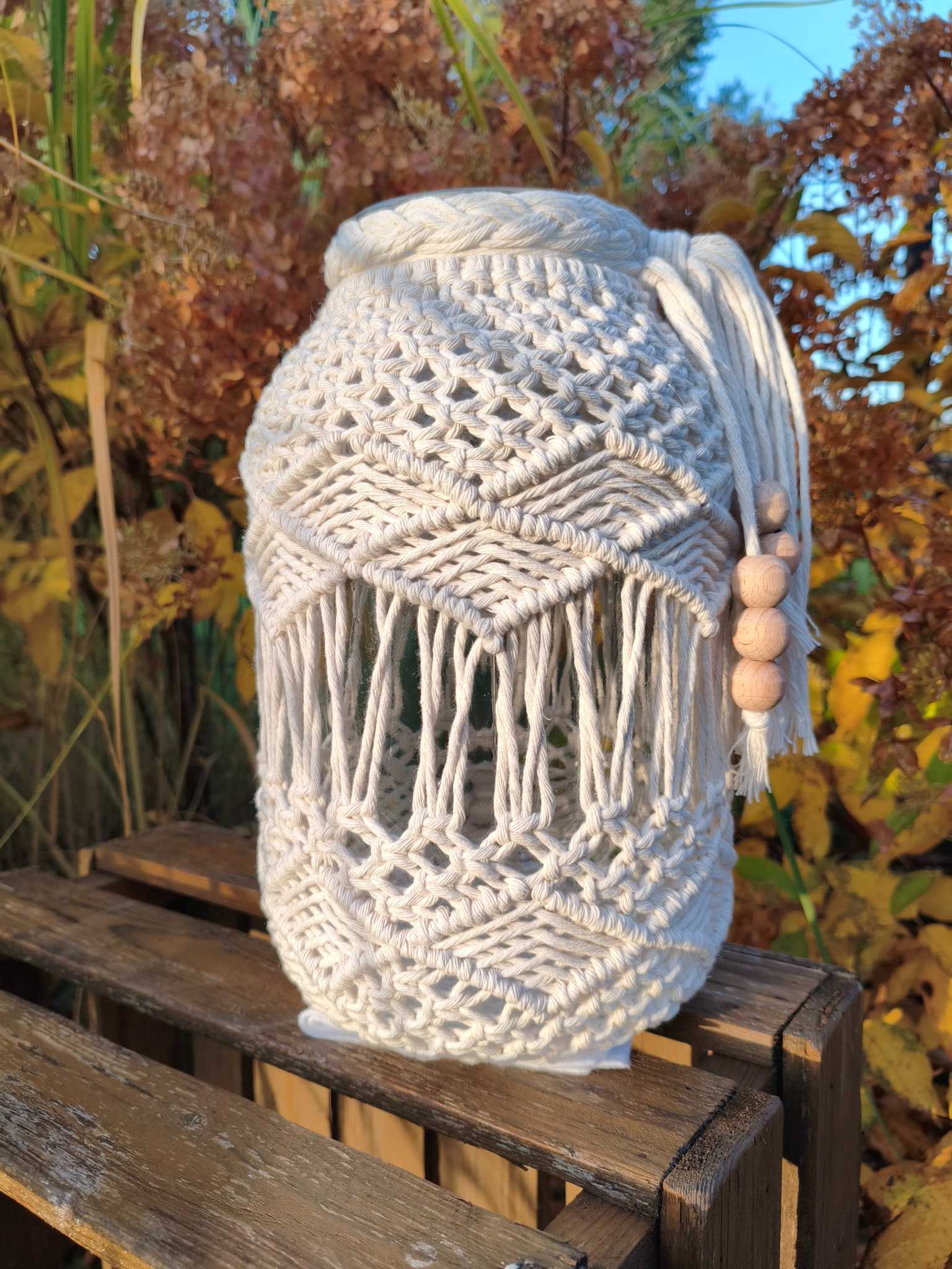 Lampion Boho VANILIA - DeasyArt – rękodzieło Boho, lampiony & dekoracje handmade
