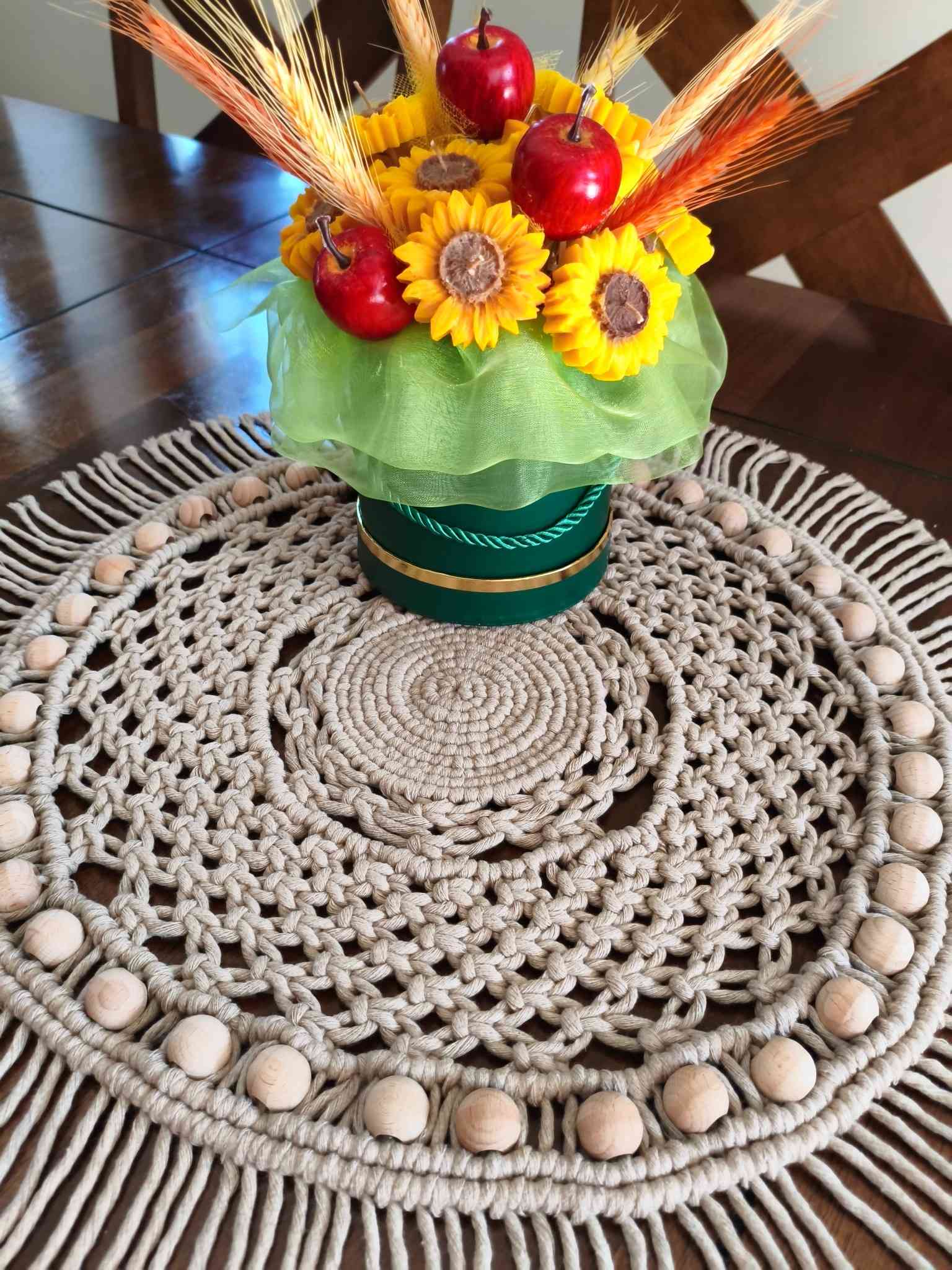 Bieżnik NATURALNY UROK  - DeasyArt – rękodzieło Boho, lampiony & dekoracje handmade