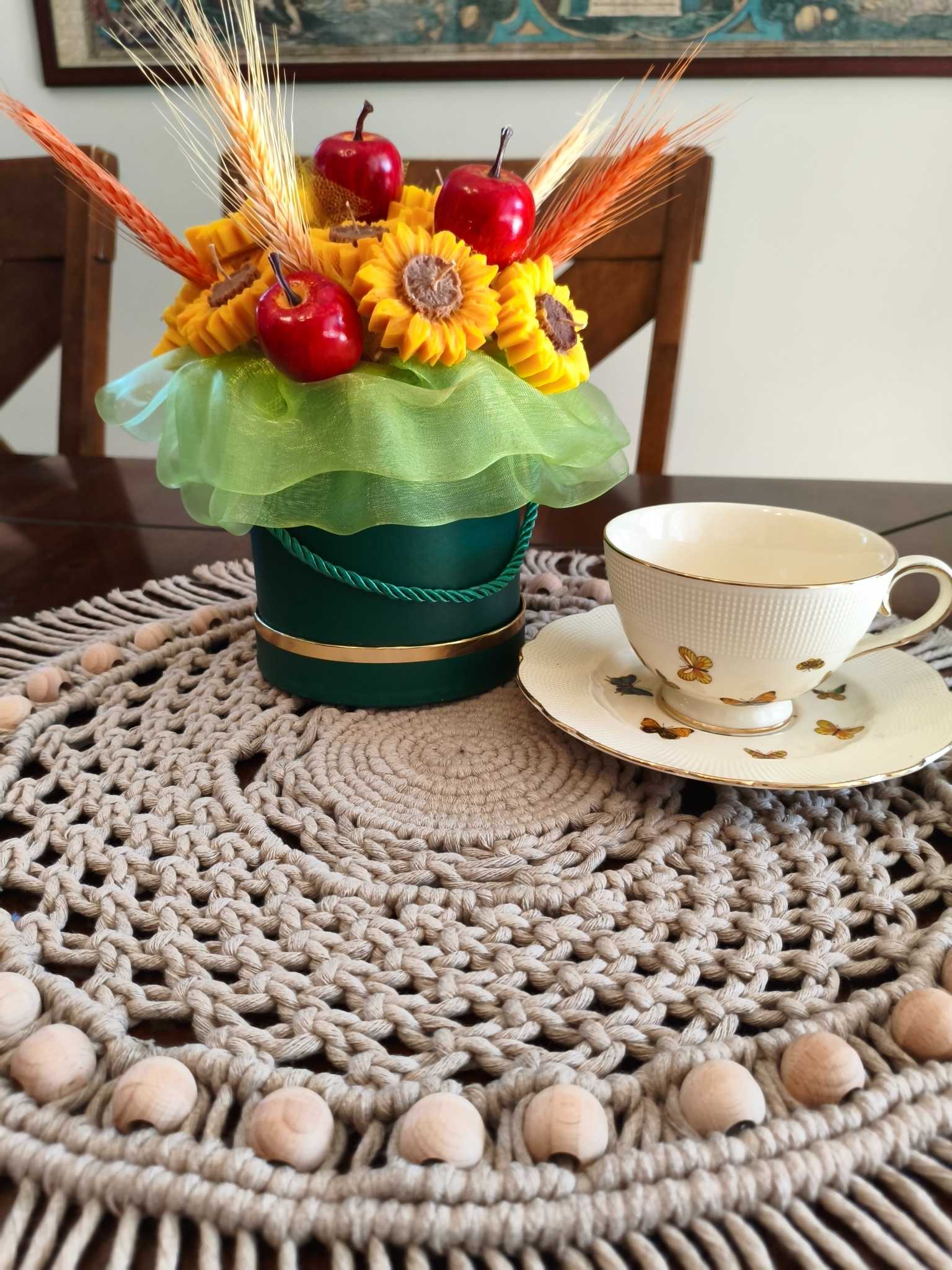 Bieżnik NATURALNY UROK  - DeasyArt – rękodzieło Boho, lampiony & dekoracje handmade