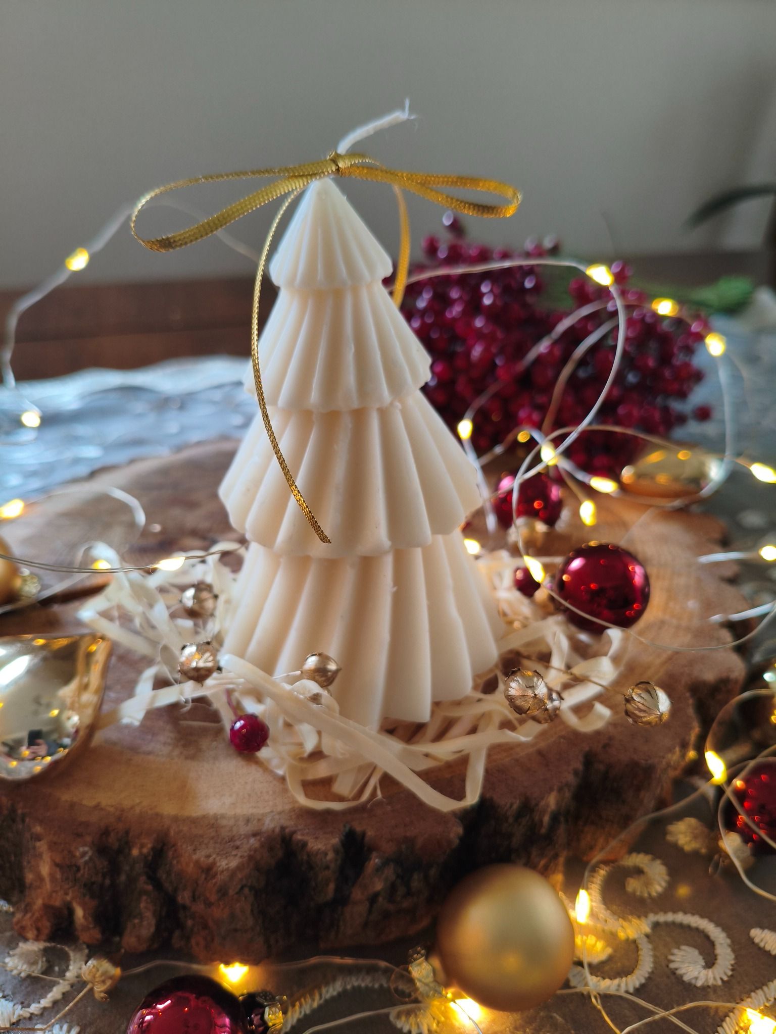 Świeca świąteczna sojowa CHOINKA NATURALNA  - DeasyArt – rękodzieło Boho, lampiony & dekoracje handmade