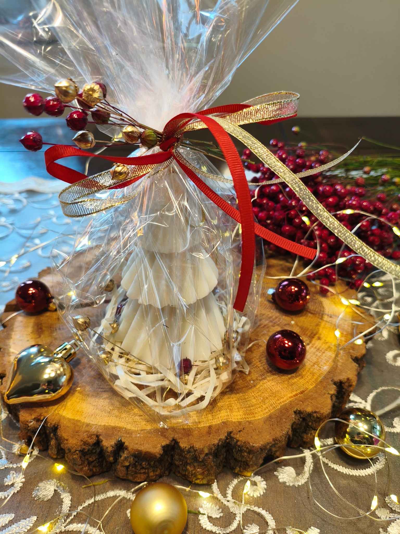 Świeca świąteczna sojowa CHOINKA NATURALNA  - DeasyArt – rękodzieło Boho, lampiony & dekoracje handmade