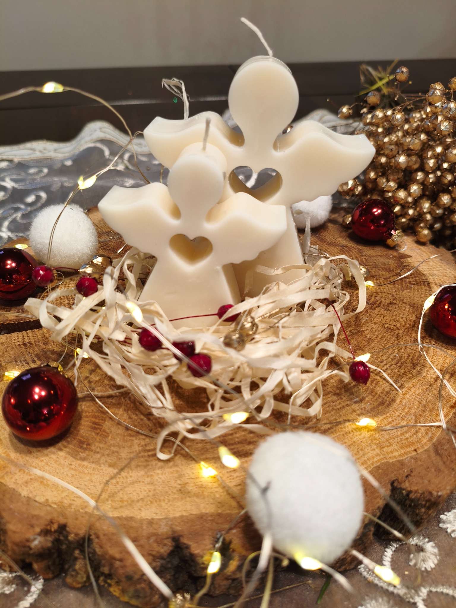 Świąteczna świeca sojowa ANIOŁ  - DeasyArt – rękodzieło Boho, lampiony & dekoracje handmade