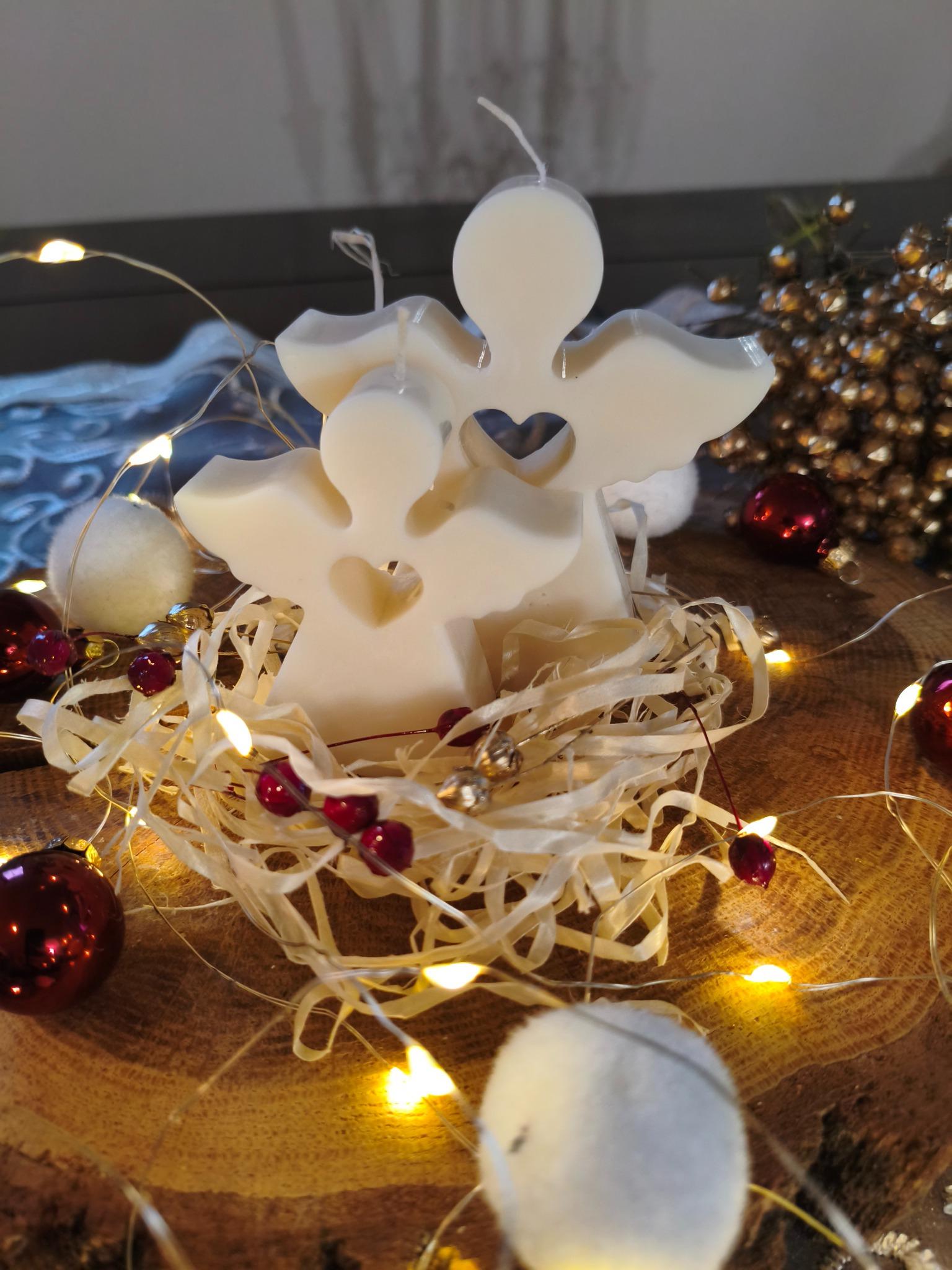 Świąteczna świeca sojowa ANIOŁ  - DeasyArt – rękodzieło Boho, lampiony & dekoracje handmade