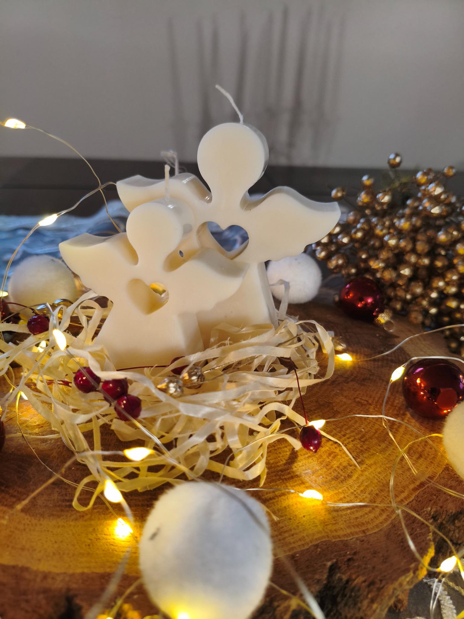 Świąteczna świeca sojowa ANIOŁ  - DeasyArt – rękodzieło Boho, lampiony & dekoracje handmade