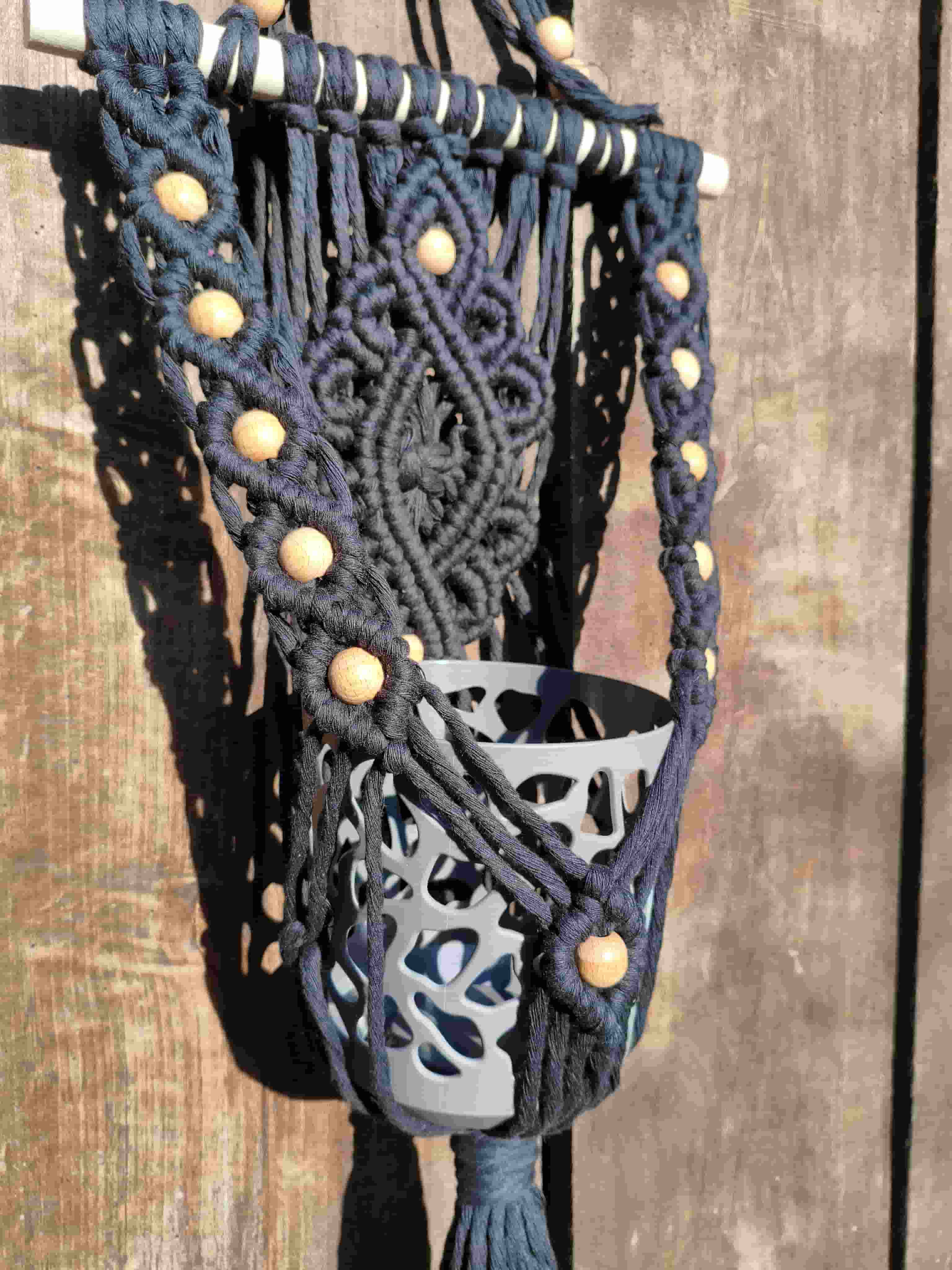 Kwietnik naścienny BLACK - DeasyArt – rękodzieło Boho, lampiony & dekoracje handmade