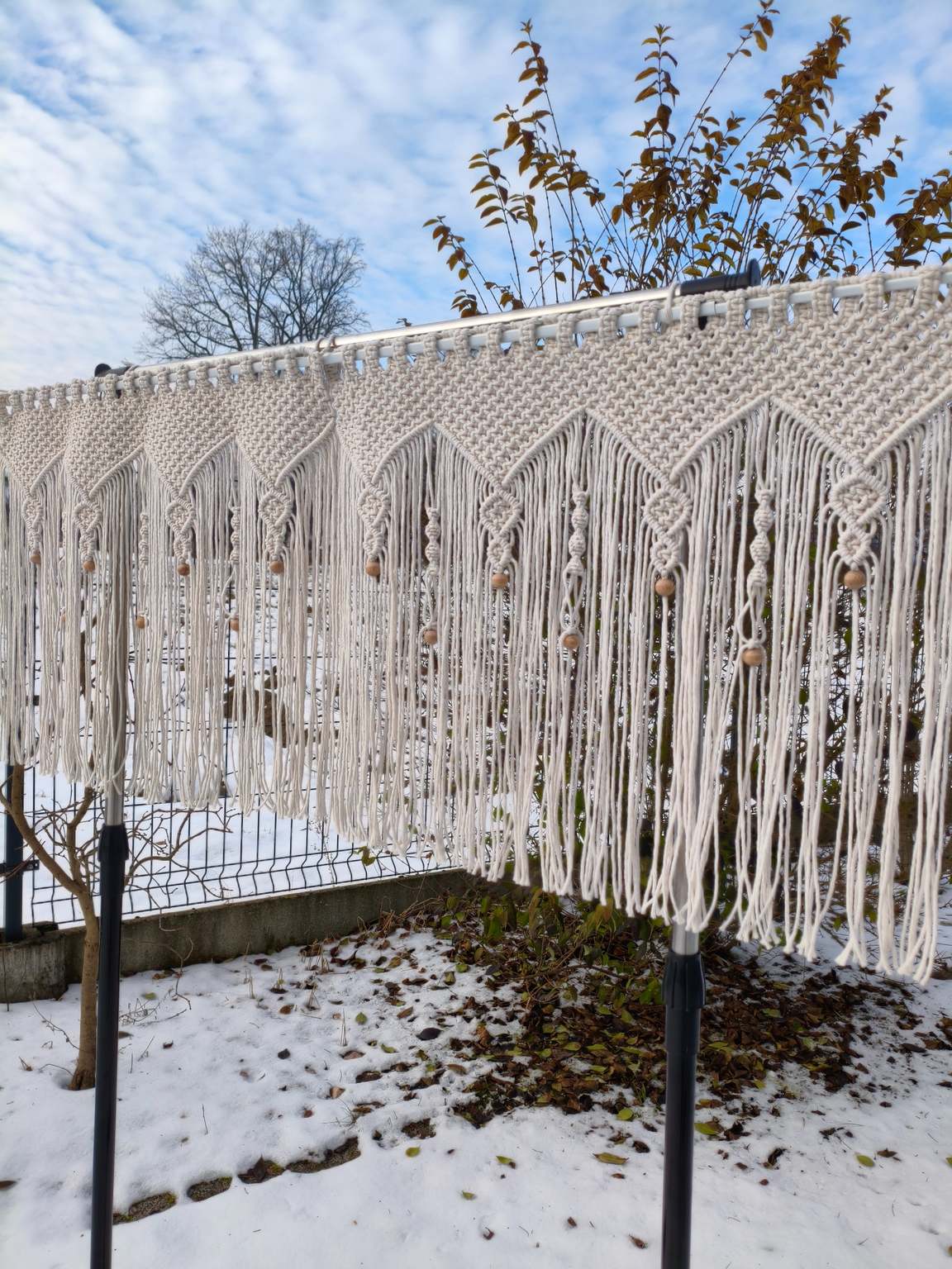 Makramowa zazdrostka do okna w stylu Boho 120 x 50 cm. - DeasyArt – rękodzieło Boho, lampiony & dekoracje handmade