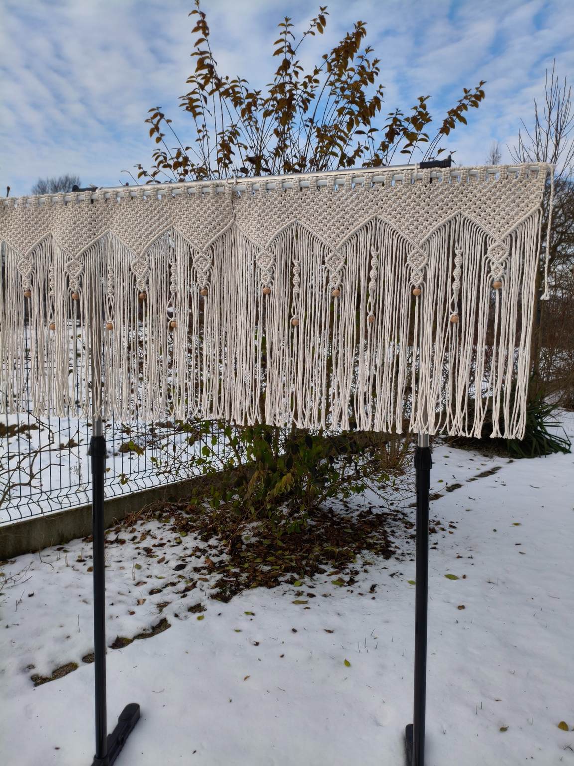 Makramowa zazdrostka do okna w stylu Boho 120 x 50 cm. - DeasyArt – rękodzieło Boho, lampiony & dekoracje handmade