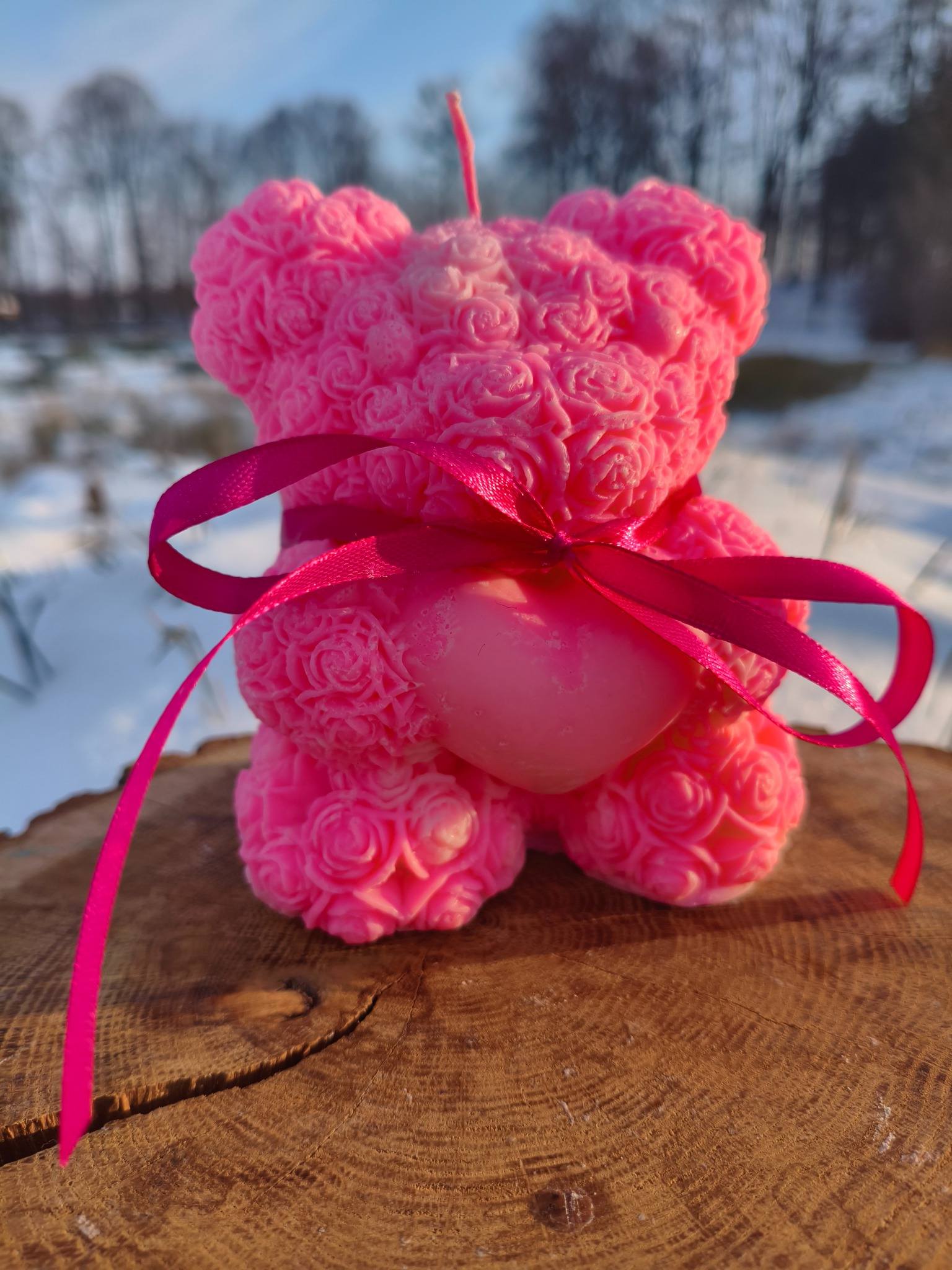 Walentynkowy Miś XL – świeca z naturalnego wosku sojowego - DeasyArt – rękodzieło Boho, lampiony & dekoracje handmade