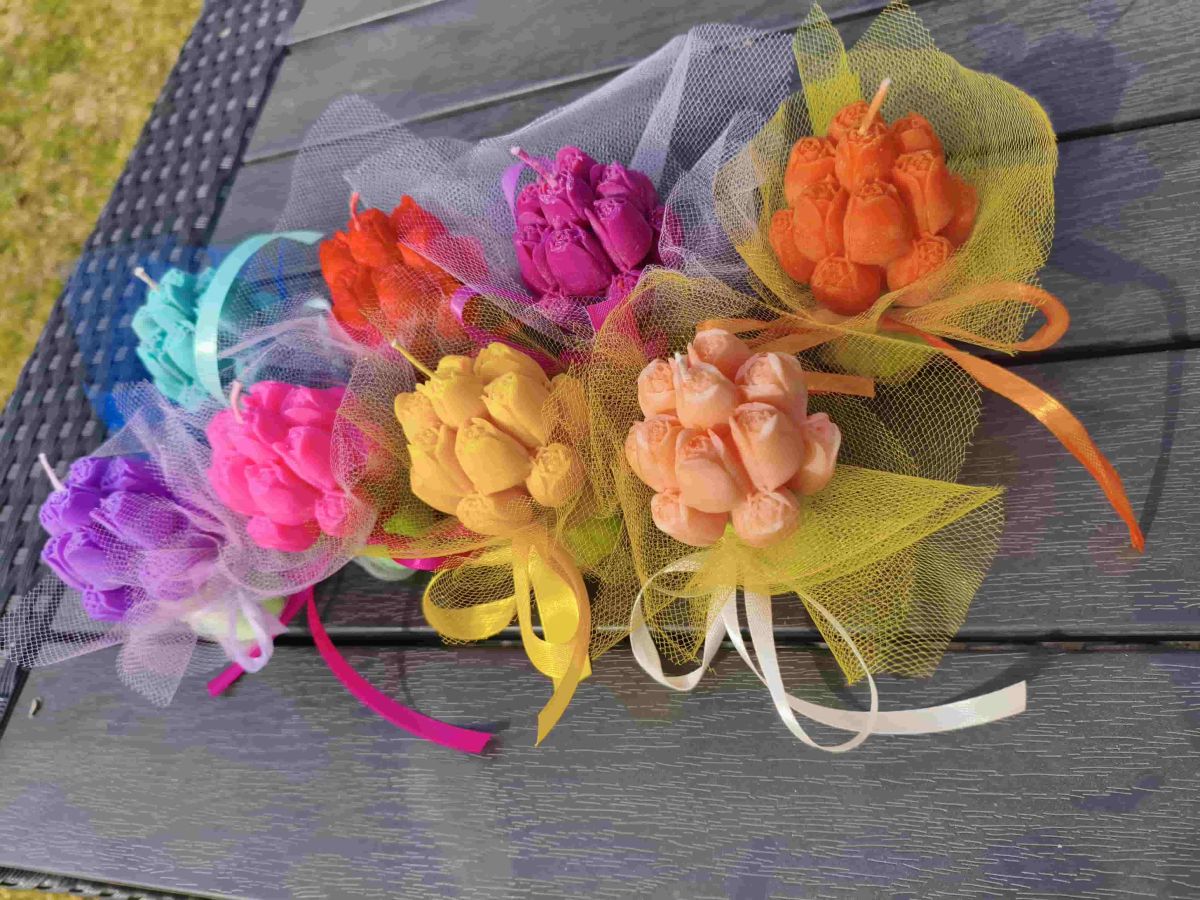 Upominek, prezent świece z naturalnego wosku sojowego - bukiet tulipanów - DeasyArt – rękodzieło Boho, lampiony & dekoracje handmade