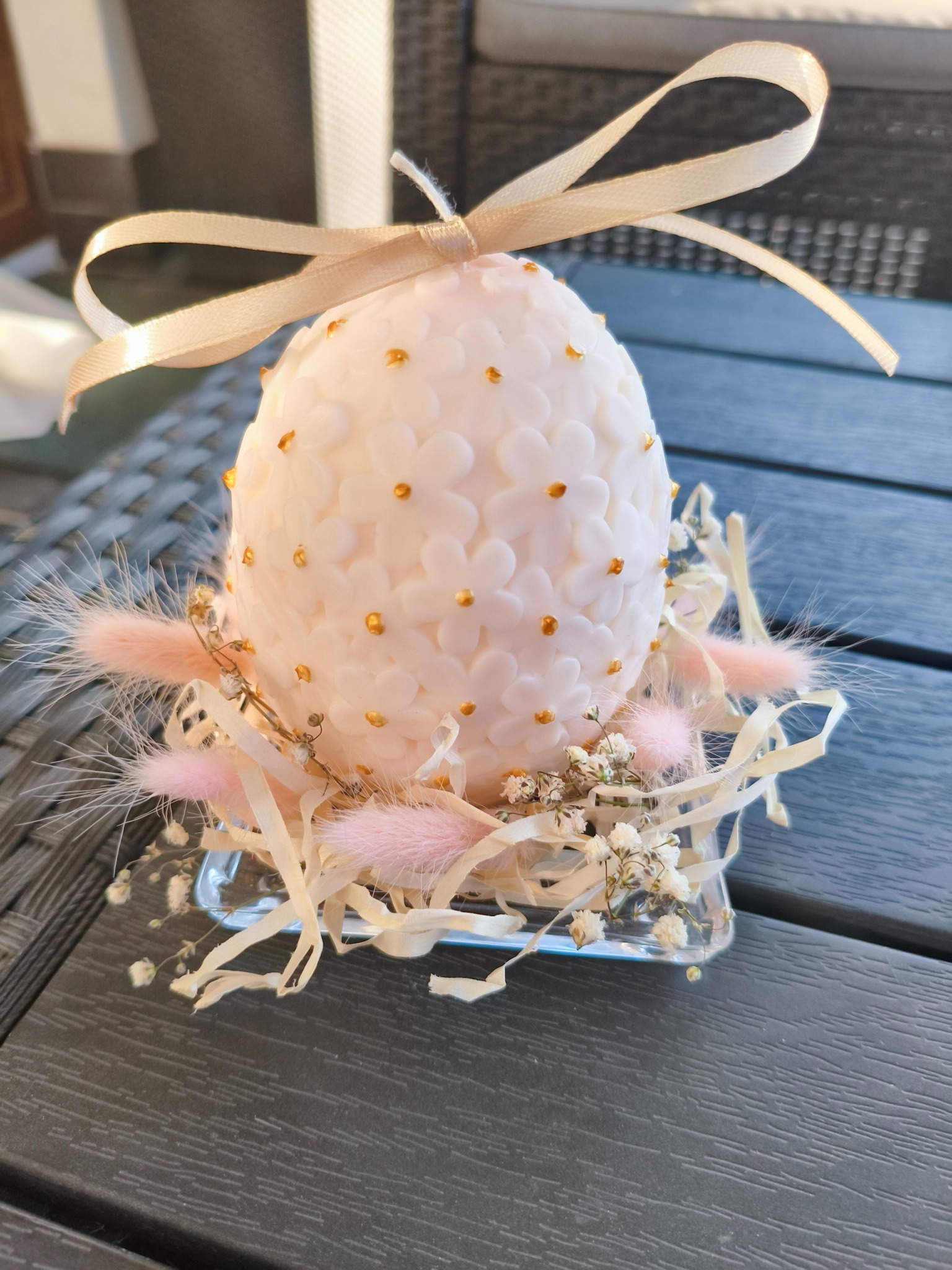 Wielkanocna świeca z wosku sojowego z aromatem - DeasyArt – rękodzieło Boho, lampiony & dekoracje handmade