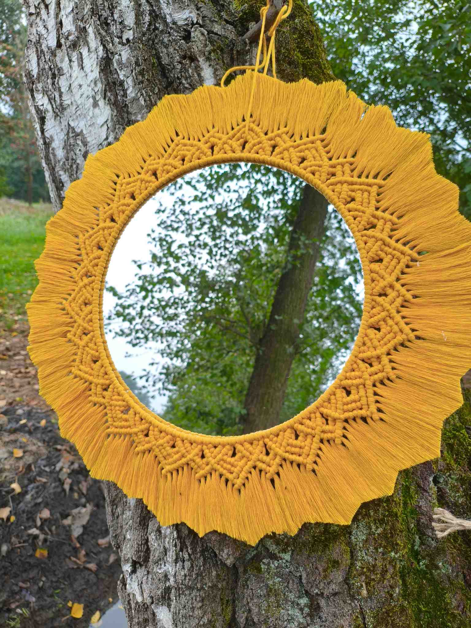 Lustro z mandalą SŁONECZNY DOTYK BOHO  - DeasyArt – rękodzieło Boho, lampiony & dekoracje handmade