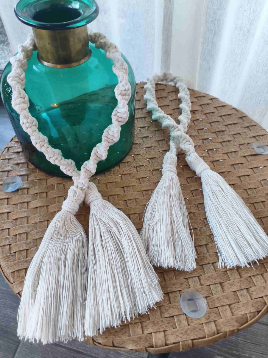 Dekoracyjny sznur do zasłon w stylu Boho - komplet - DeasyArt – rękodzieło Boho, lampiony & dekoracje handmade