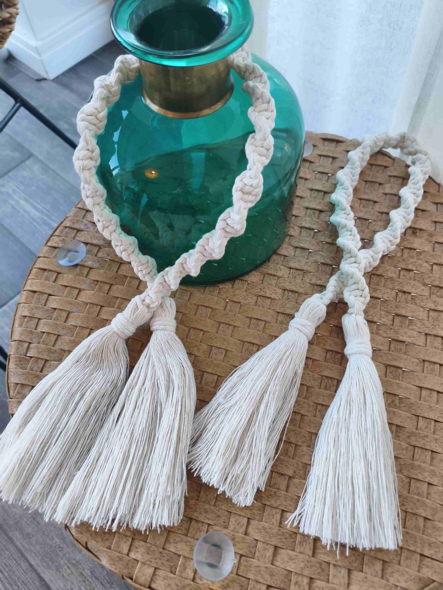 Dekoracyjny sznur do zasłon w stylu Boho - komplet - DeasyArt – rękodzieło Boho, lampiony & dekoracje handmade