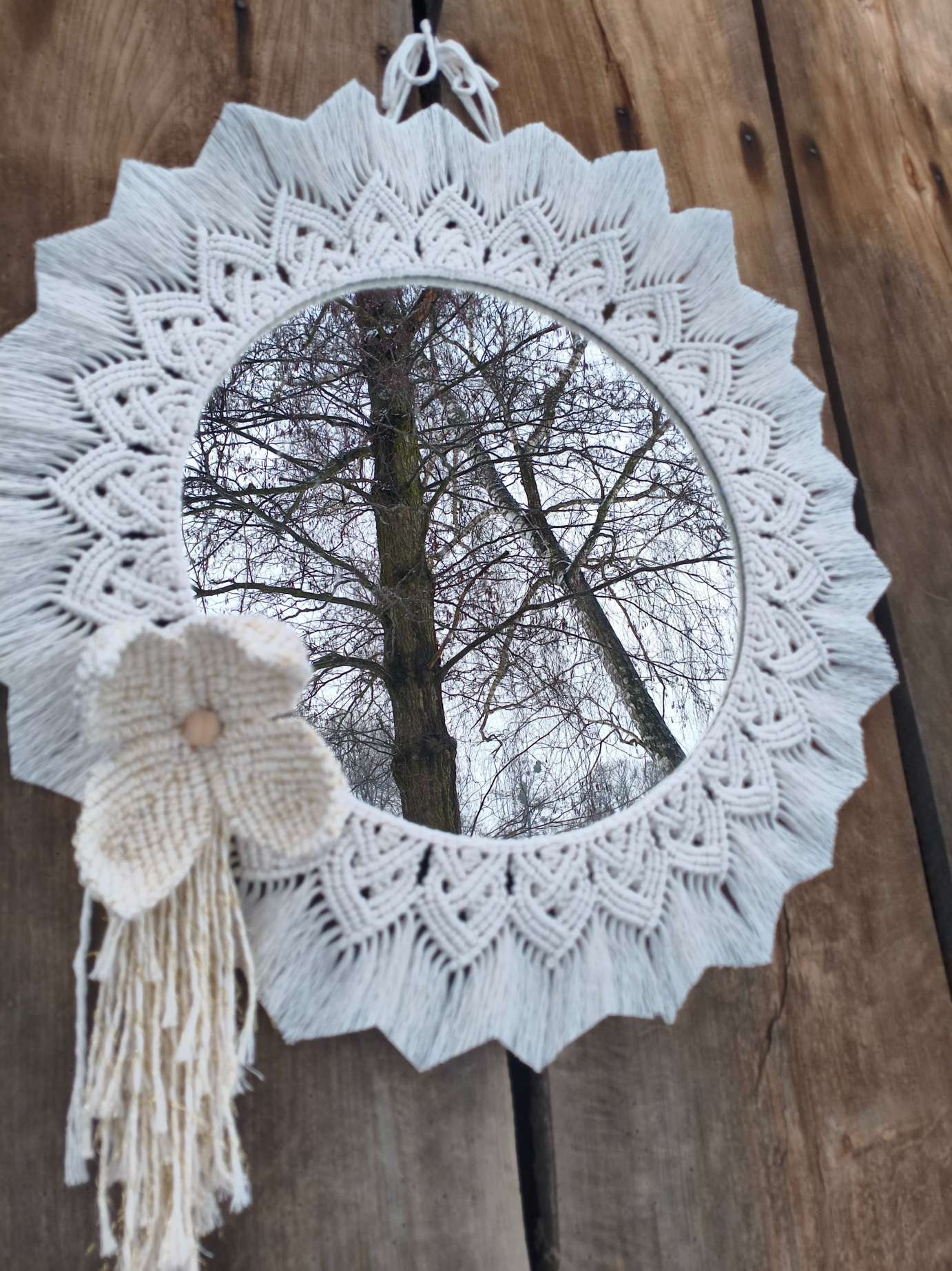 Lustro z mandalą ZŁOTY PROMIEŃ - DeasyArt – rękodzieło Boho, lampiony & dekoracje handmade