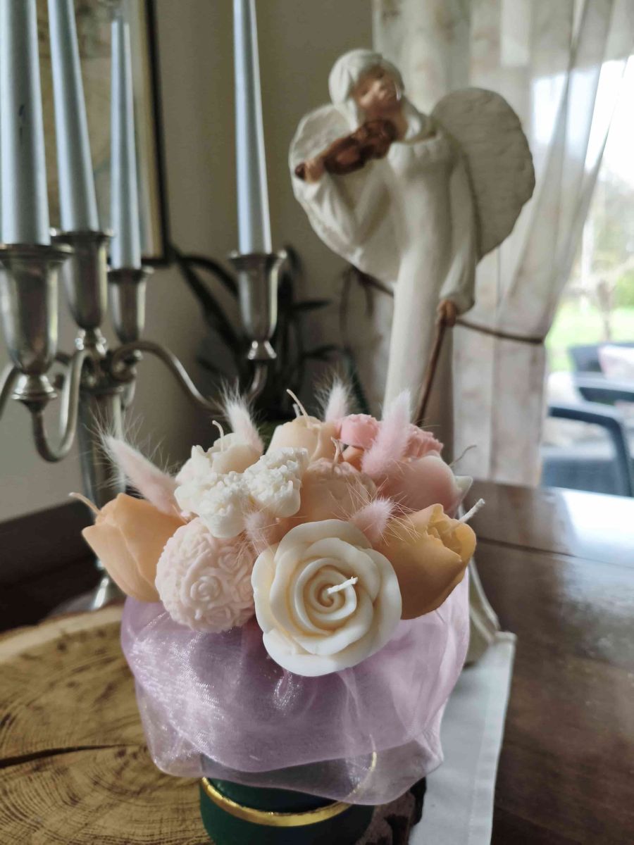 Candle flower box M wykonany z naturalnych świec sojowych z aromatem - DeasyArt – rękodzieło Boho, lampiony & dekoracje handmade