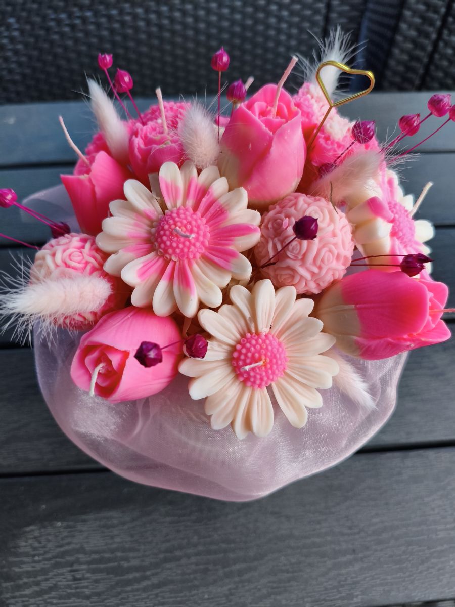 Candle flower box L wykonany z naturalnego wosku świec sojowych z aromatem - DeasyArt – rękodzieło Boho, lampiony & dekoracje handmade