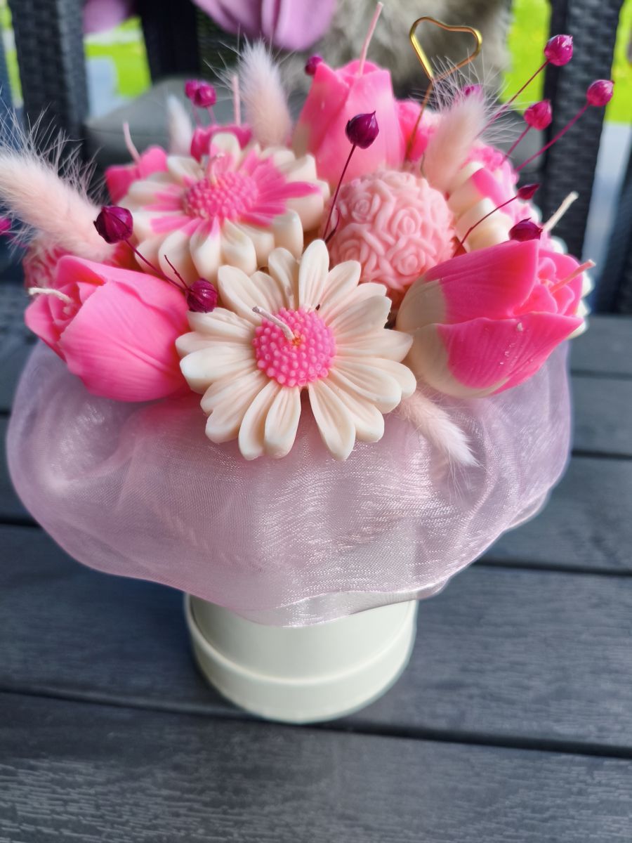 Candle flower box L wykonany z naturalnego wosku świec sojowych z aromatem - DeasyArt – rękodzieło Boho, lampiony & dekoracje handmade