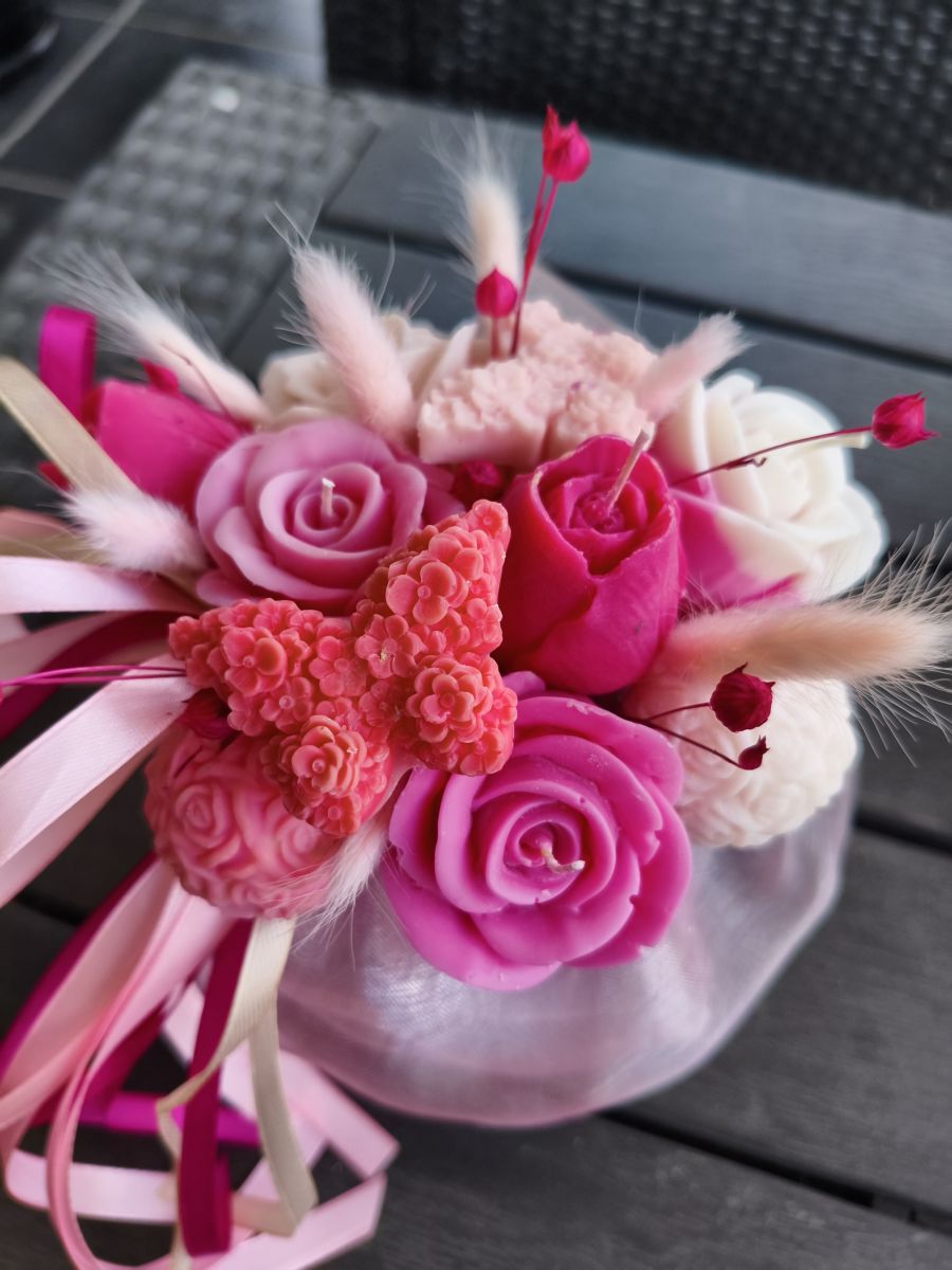 Upominek, podziękowanie - box kwiatowy wosku sojowego z aromatem - DeasyArt – rękodzieło Boho, lampiony & dekoracje handmade