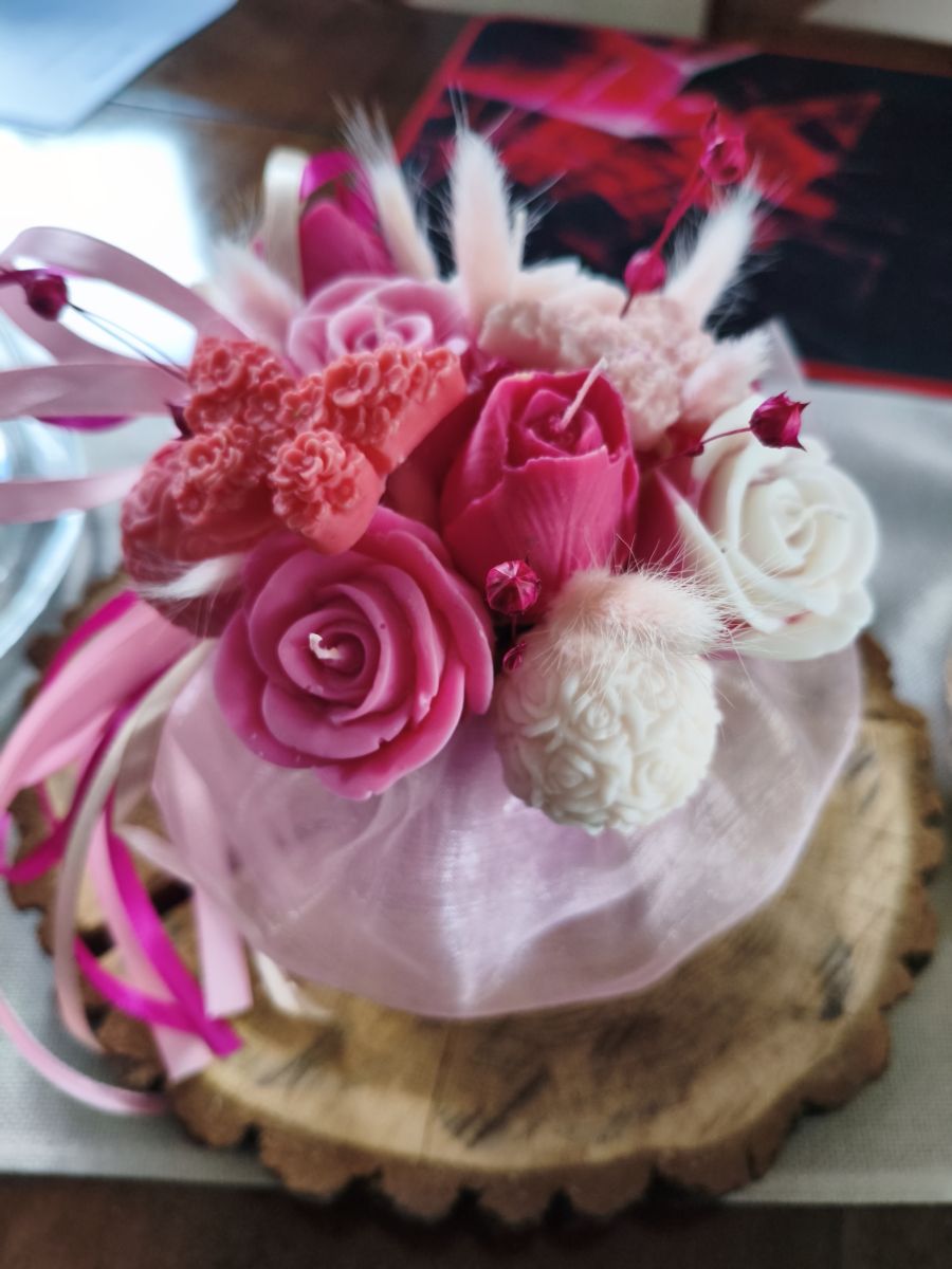 Upominek, podziękowanie - box kwiatowy wosku sojowego z aromatem - DeasyArt – rękodzieło Boho, lampiony & dekoracje handmade