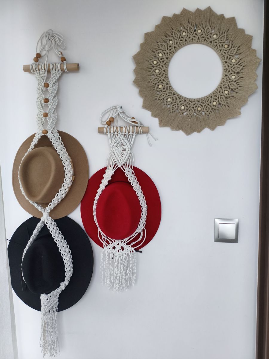 Piękny i niepowtarzalny wieszak na kapelusz – makrama handmade - DeasyArt – rękodzieło Boho, lampiony & dekoracje handmade