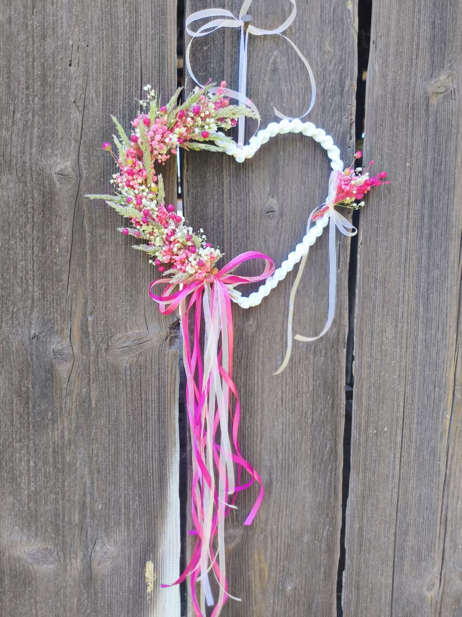 Zawieszka Boho Serce „Różowa Łąka” - DeasyArt – rękodzieło Boho, lampiony & dekoracje handmade