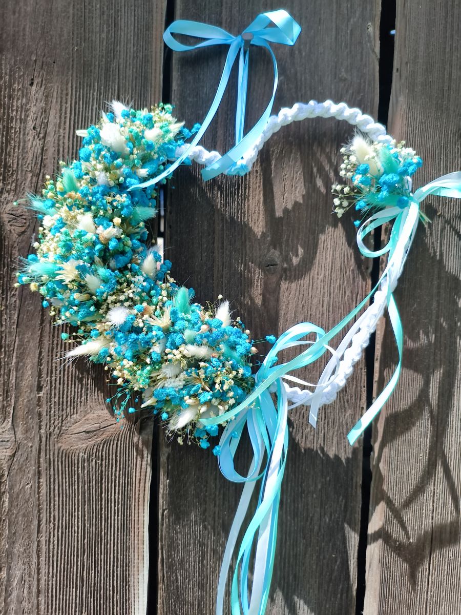 Makramowa zawieszka w kształcie serca " Serce oceanu" - DeasyArt – rękodzieło Boho, lampiony & dekoracje handmade